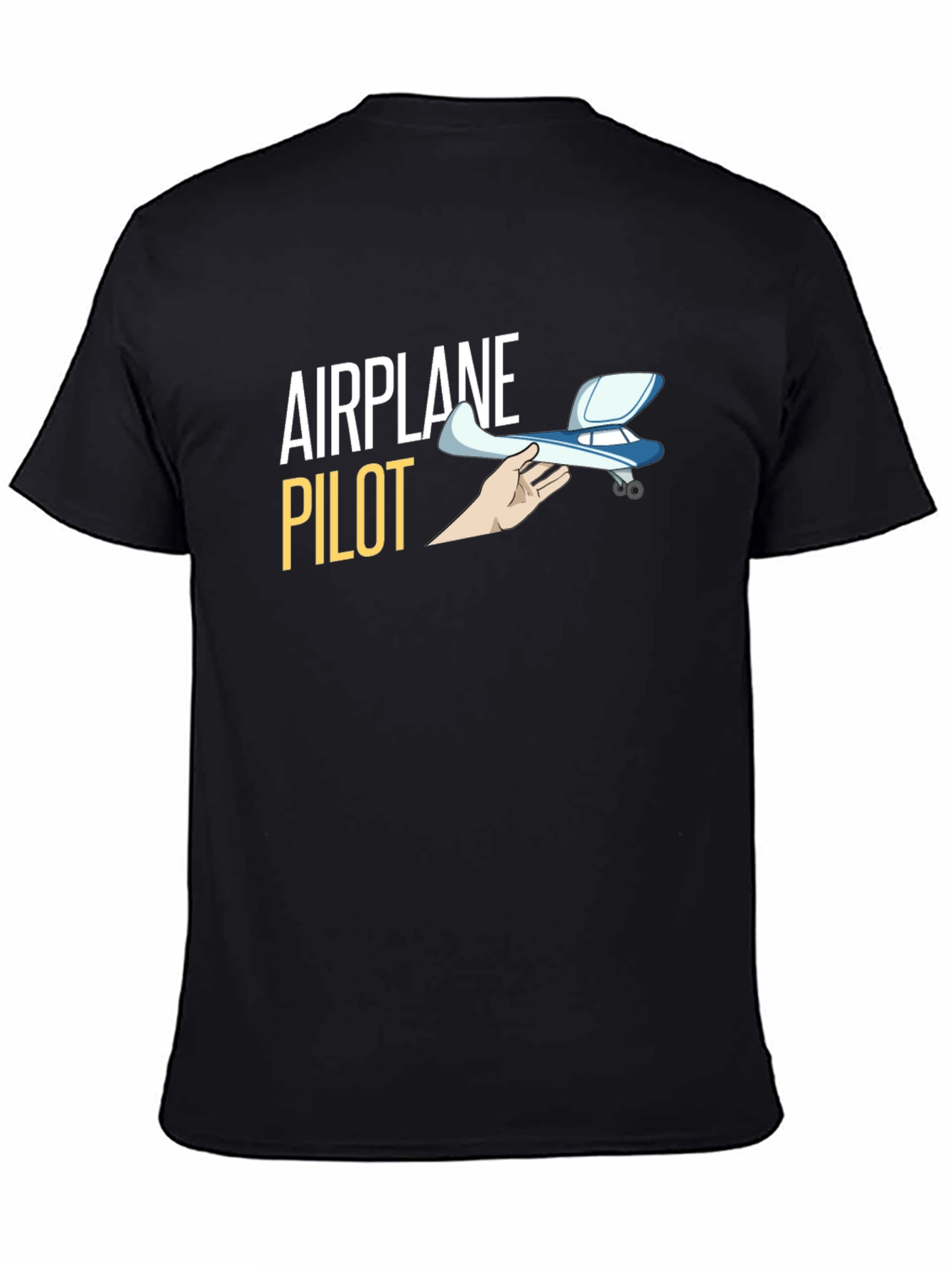 Airplane Pilot Graphic T-Shirt - Black Crew Neck Tee
