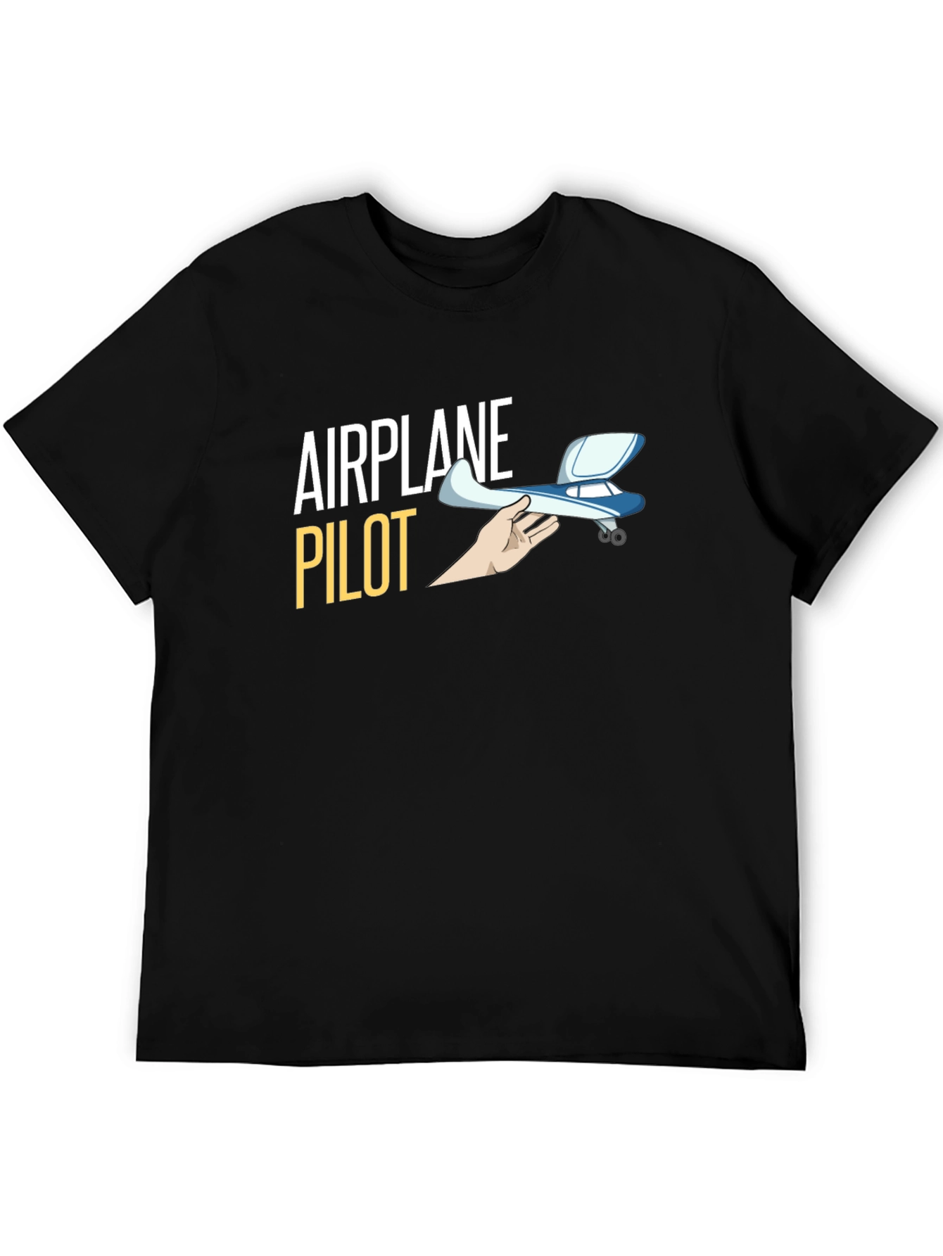Airplane Pilot Graphic T-Shirt - Black Crew Neck Tee