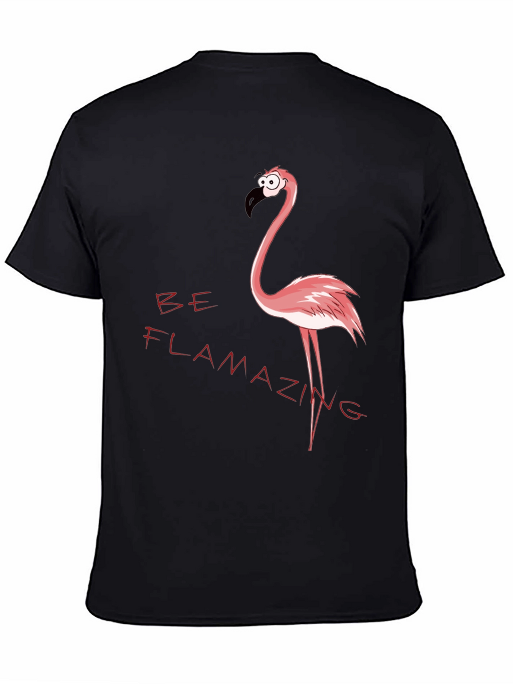 Be Flamazing Cartoon Flamingo Graphic Black T-Shirt