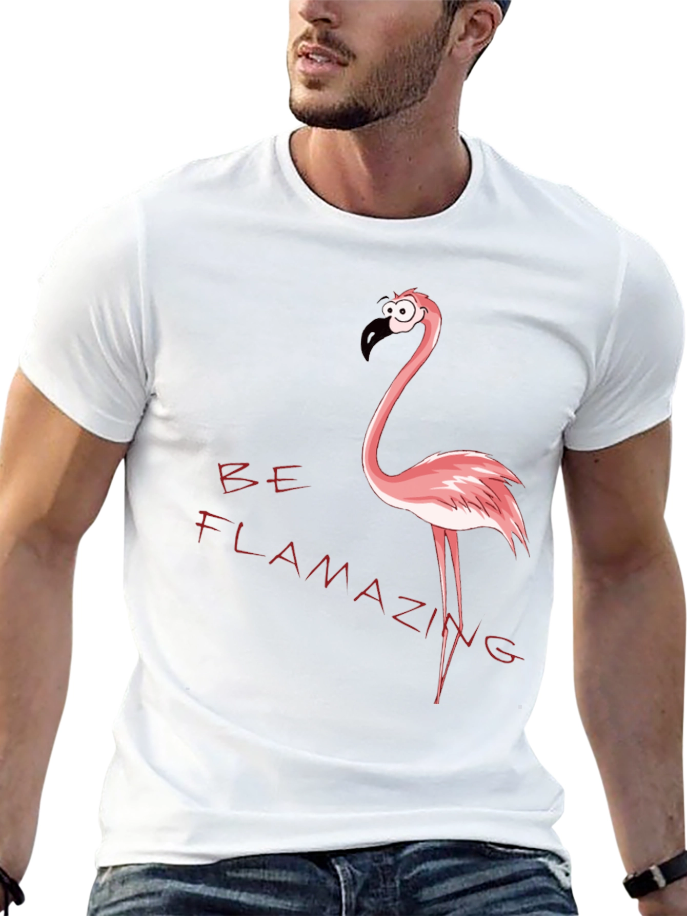 Be Flamazing Cartoon Flamingo Graphic Black T-Shirt