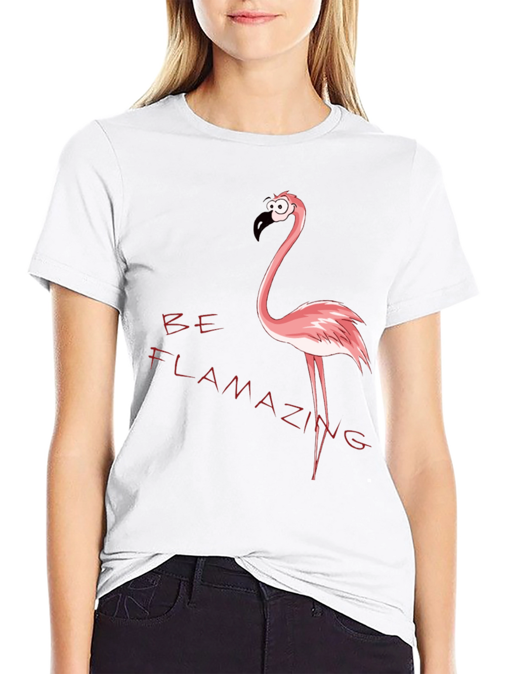 Be Flamazing Cartoon Flamingo Graphic Black T-Shirt