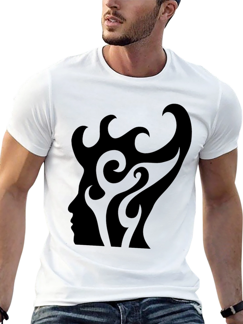 Abstract Silhouette Graphic Tee - Mens Black T-Shirt