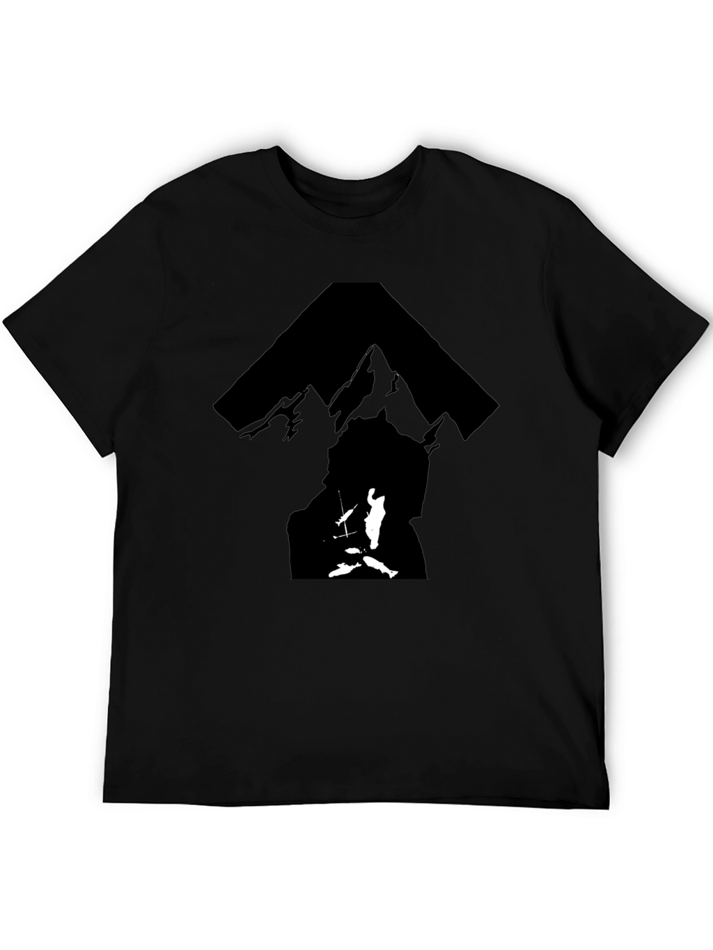 Black T-Shirt with Silhouette Mountain Graphic