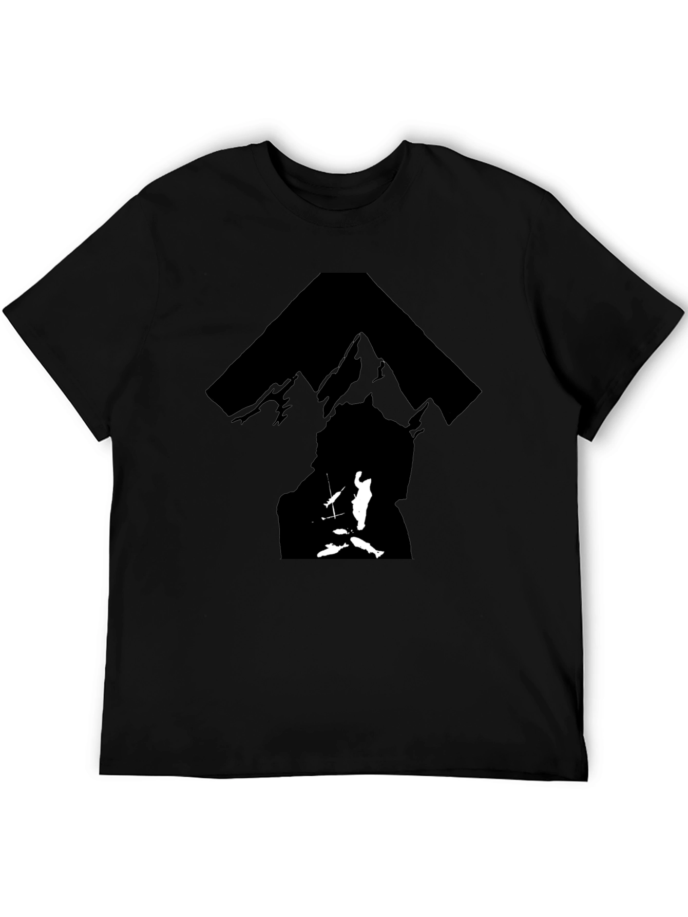 Black T-Shirt with Silhouette Mountain Graphic
