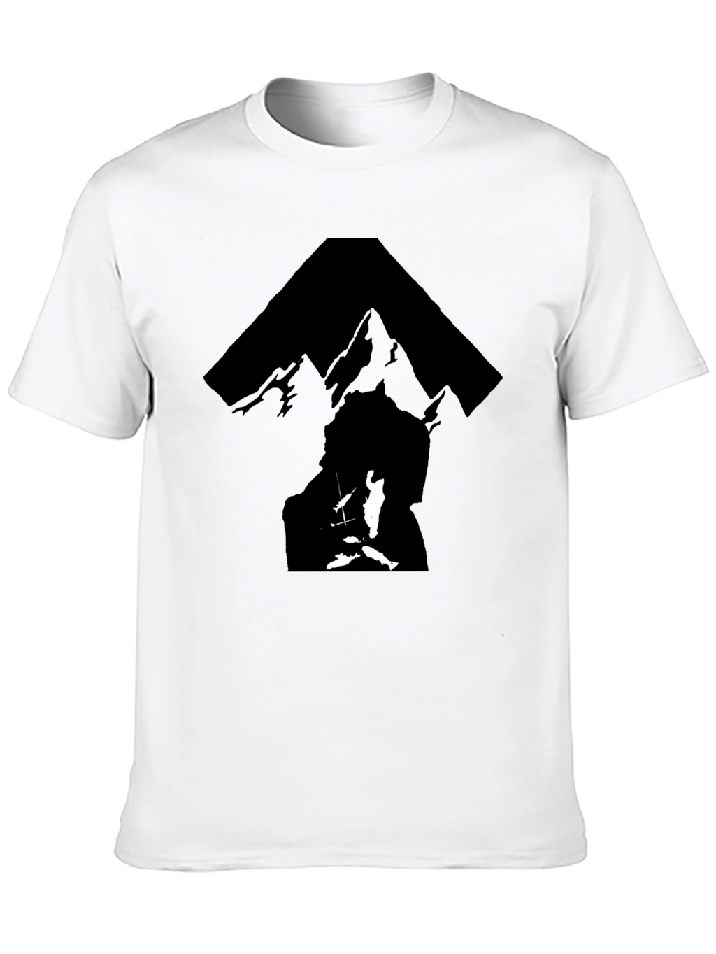 Black T-Shirt with Silhouette Mountain Graphic
