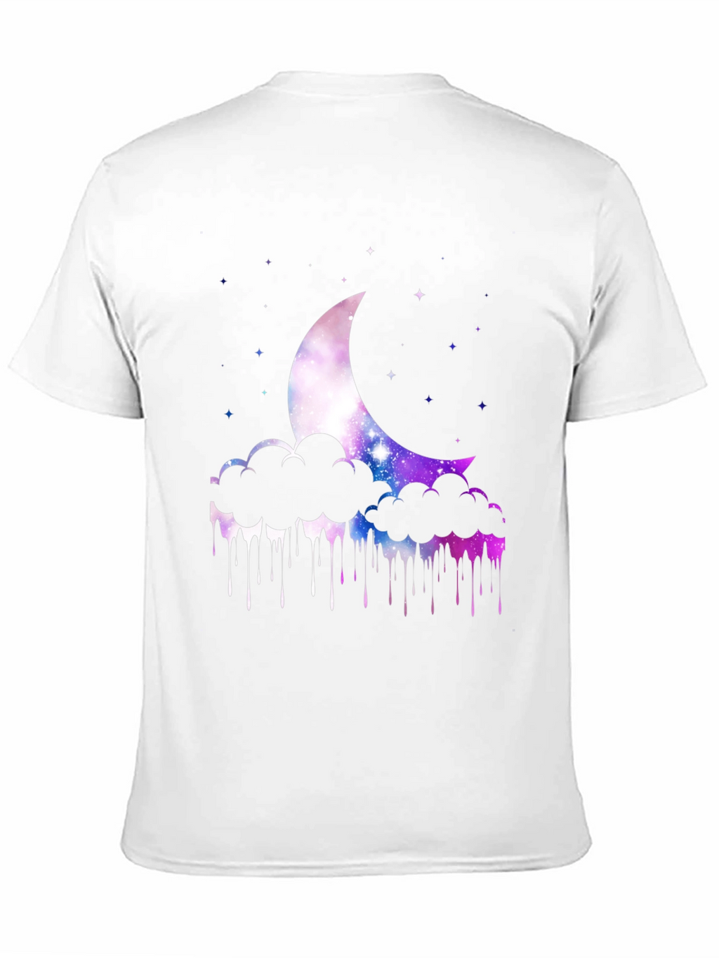 Galaxy Moon Clouds Mens Black T-Shirt