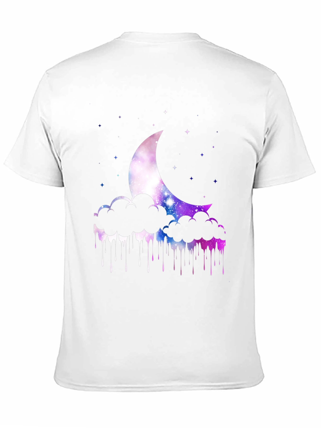 Galaxy Moon Clouds Mens Black T-Shirt
