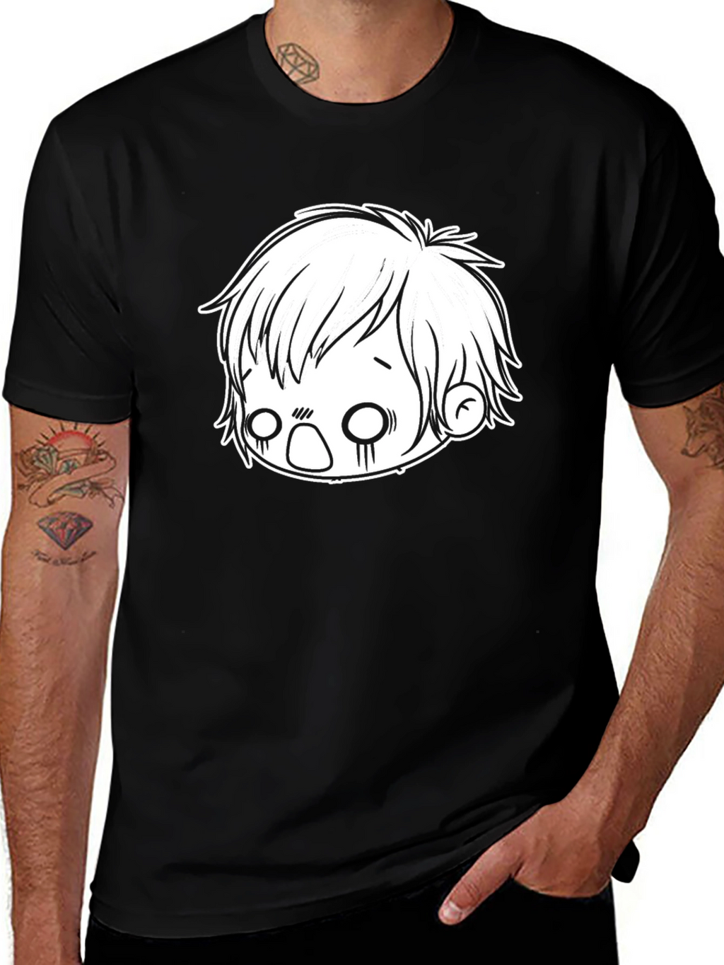 Anime Boy Graphic Black T-Shirt