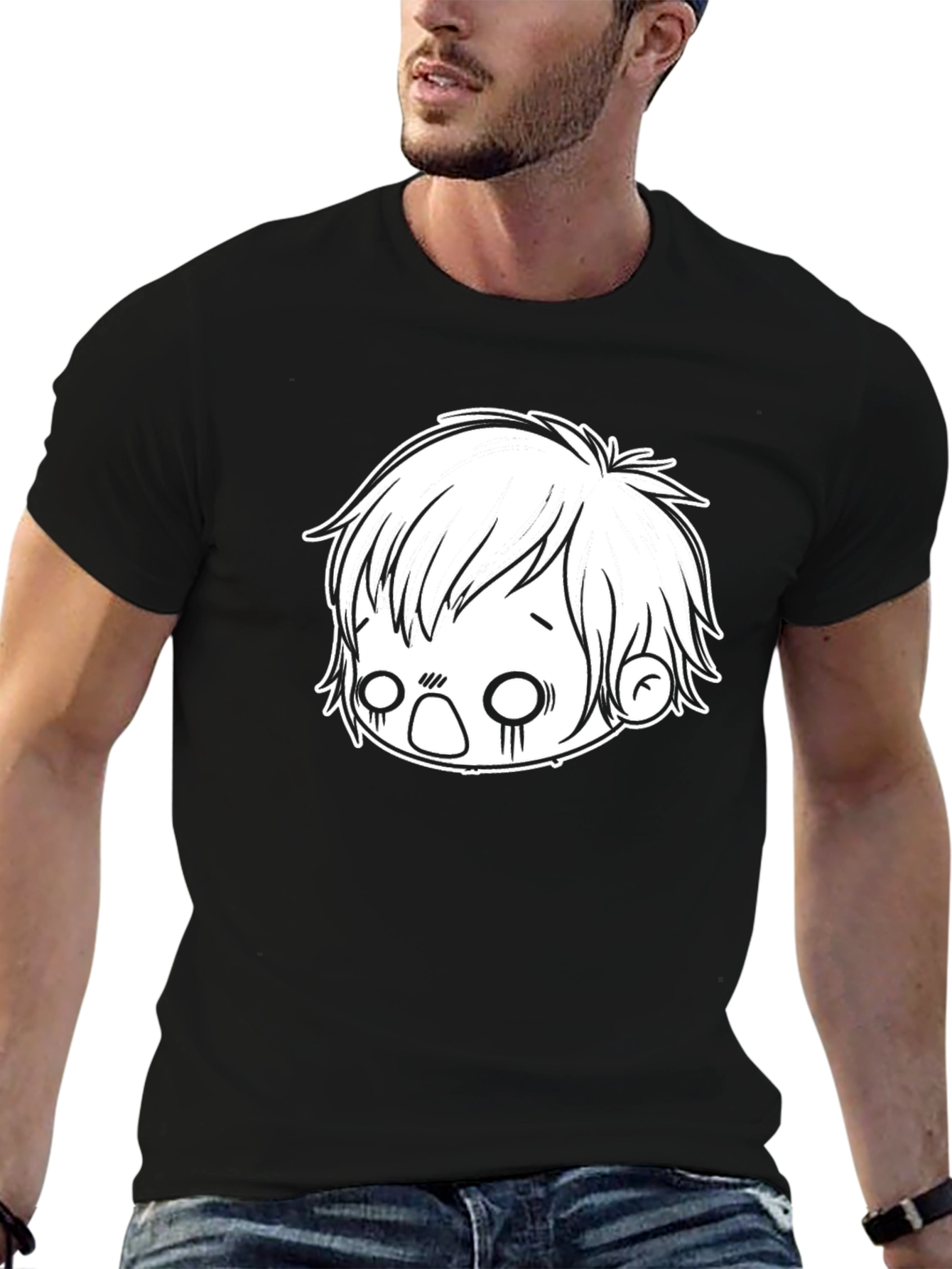 Anime Boy Graphic Black T-Shirt