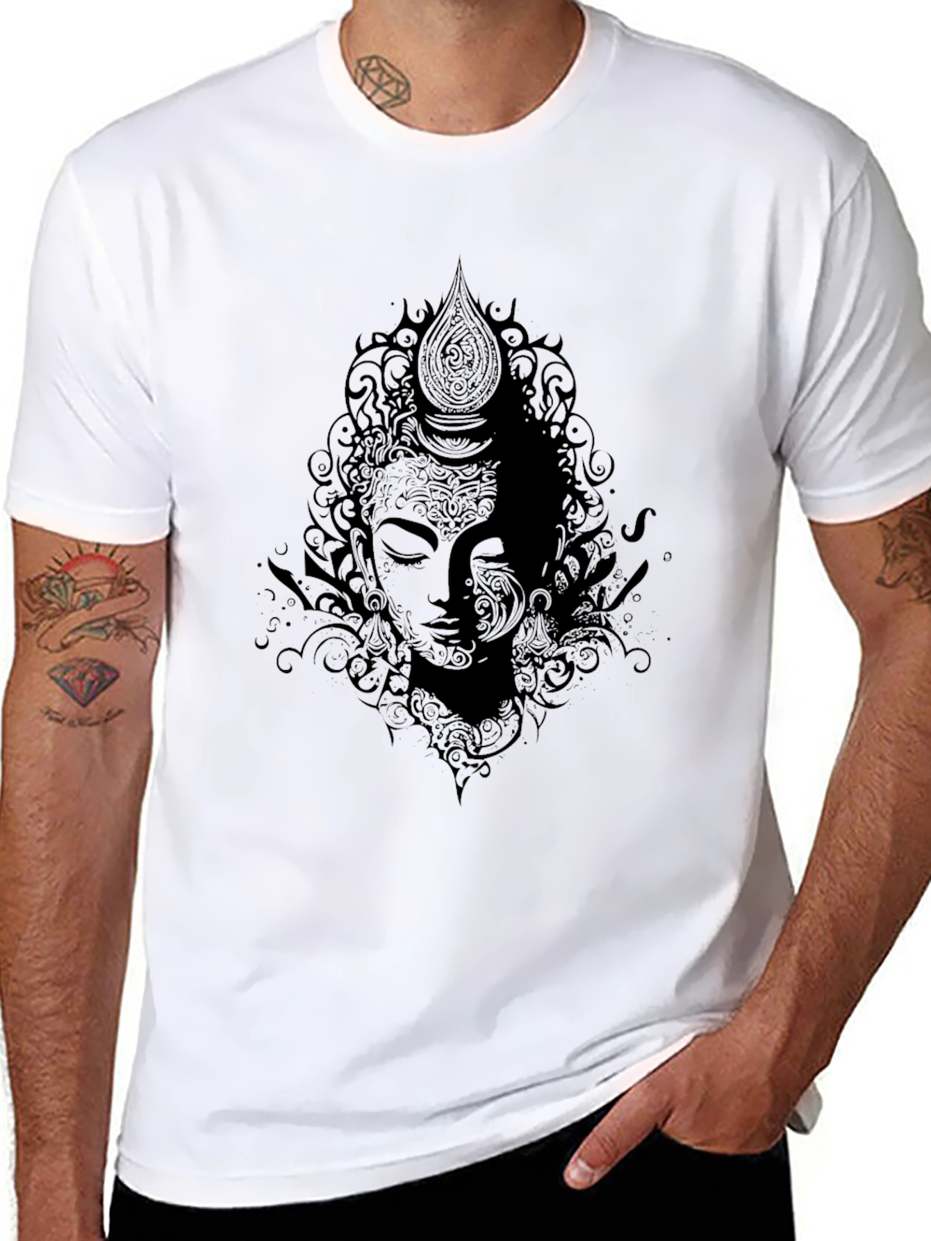 Buddha Graphic Print Black T-Shirt
