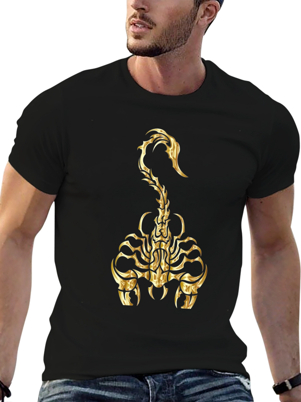 Golden Scorpion Graphic Tee - Black