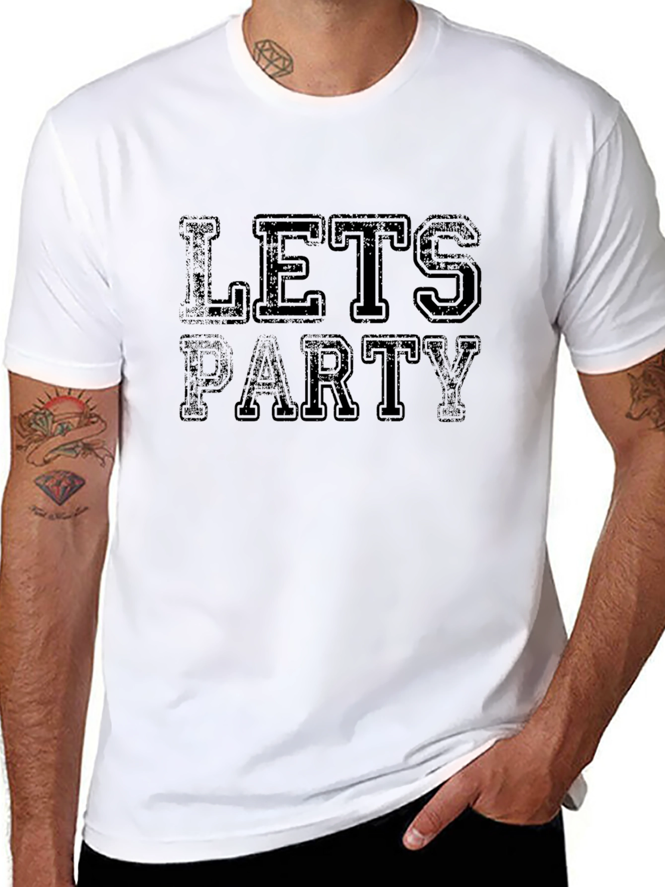 Lets Party Black Graphic T-Shirt