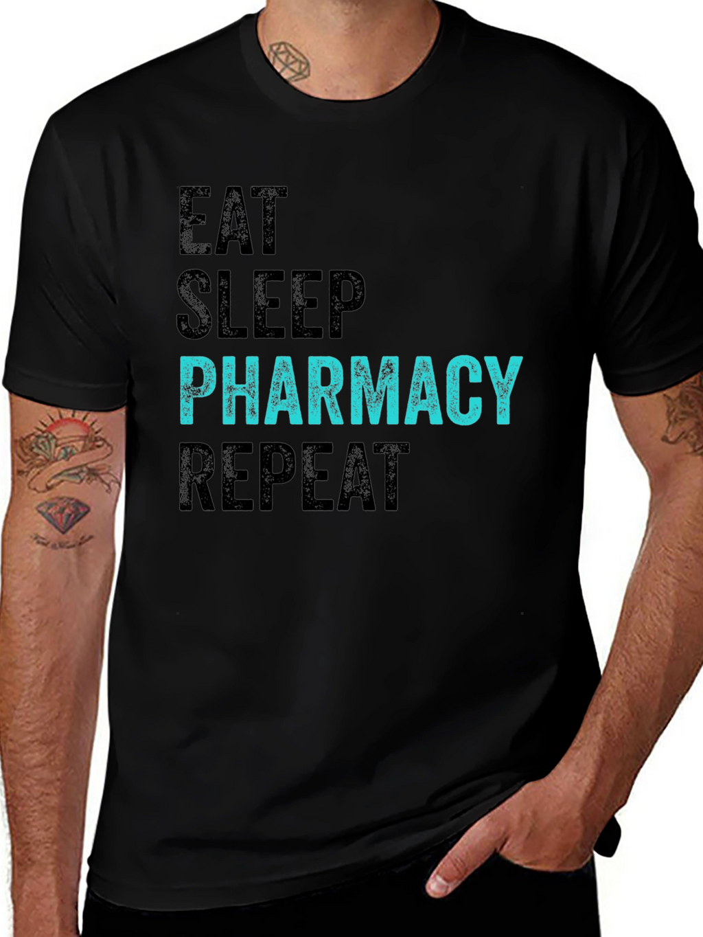 Eat Sleep Pharmacy Repeat Black T-Shirt