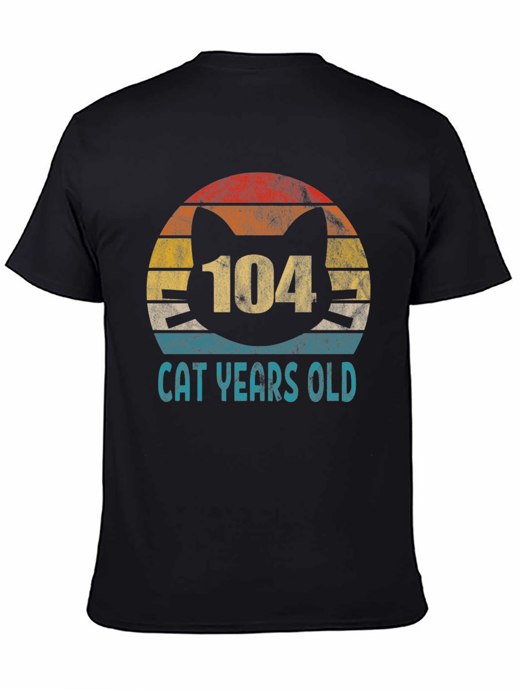 104 Cat Years Old Retro Sunset T-Shirt