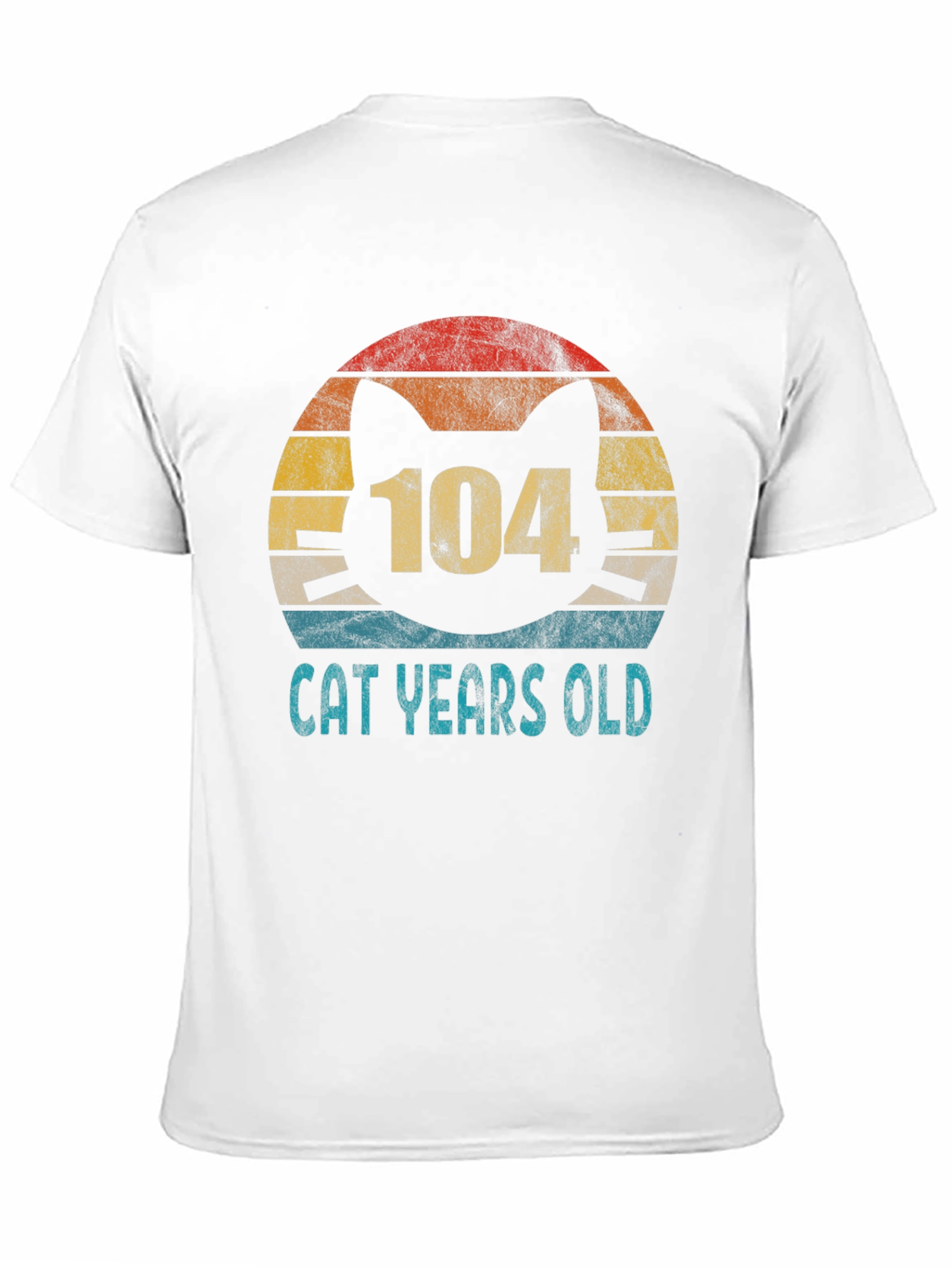 104 Cat Years Old Retro Sunset T-Shirt
