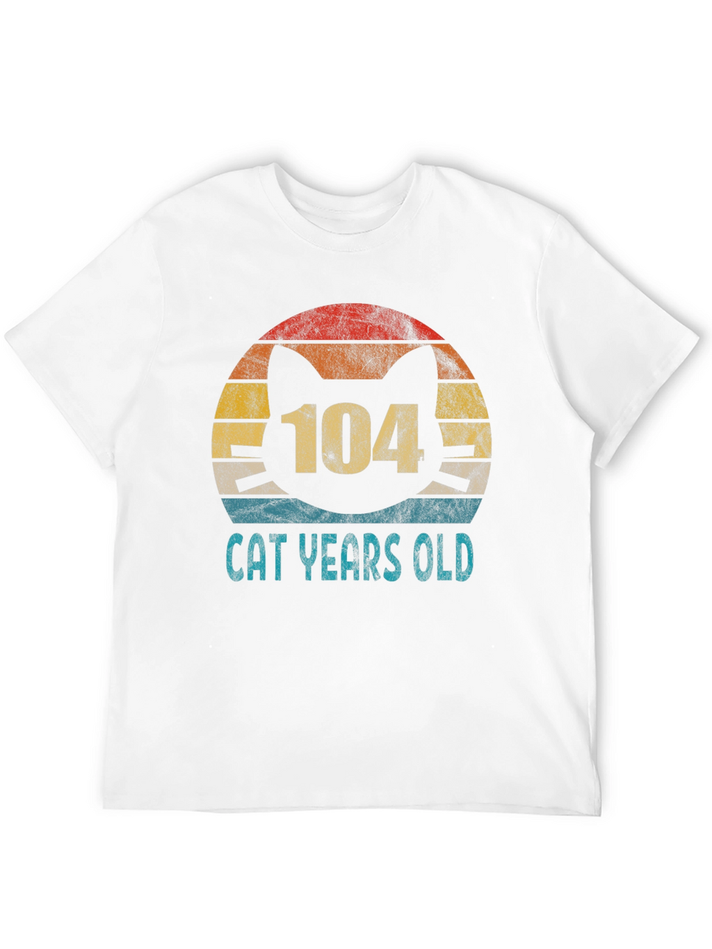 104 Cat Years Old Retro Sunset T-Shirt