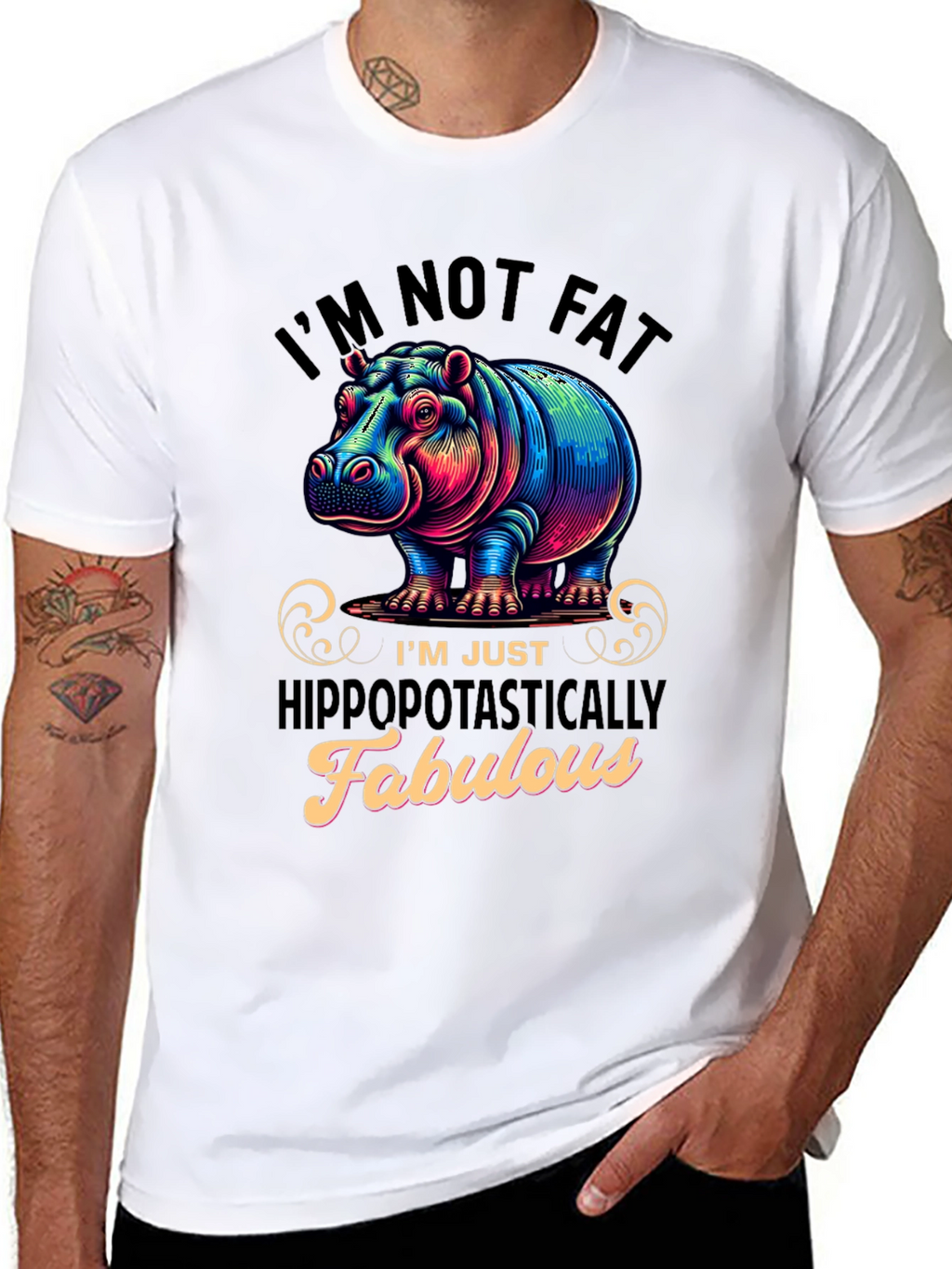 Funny Hippo Graphic T-Shirt