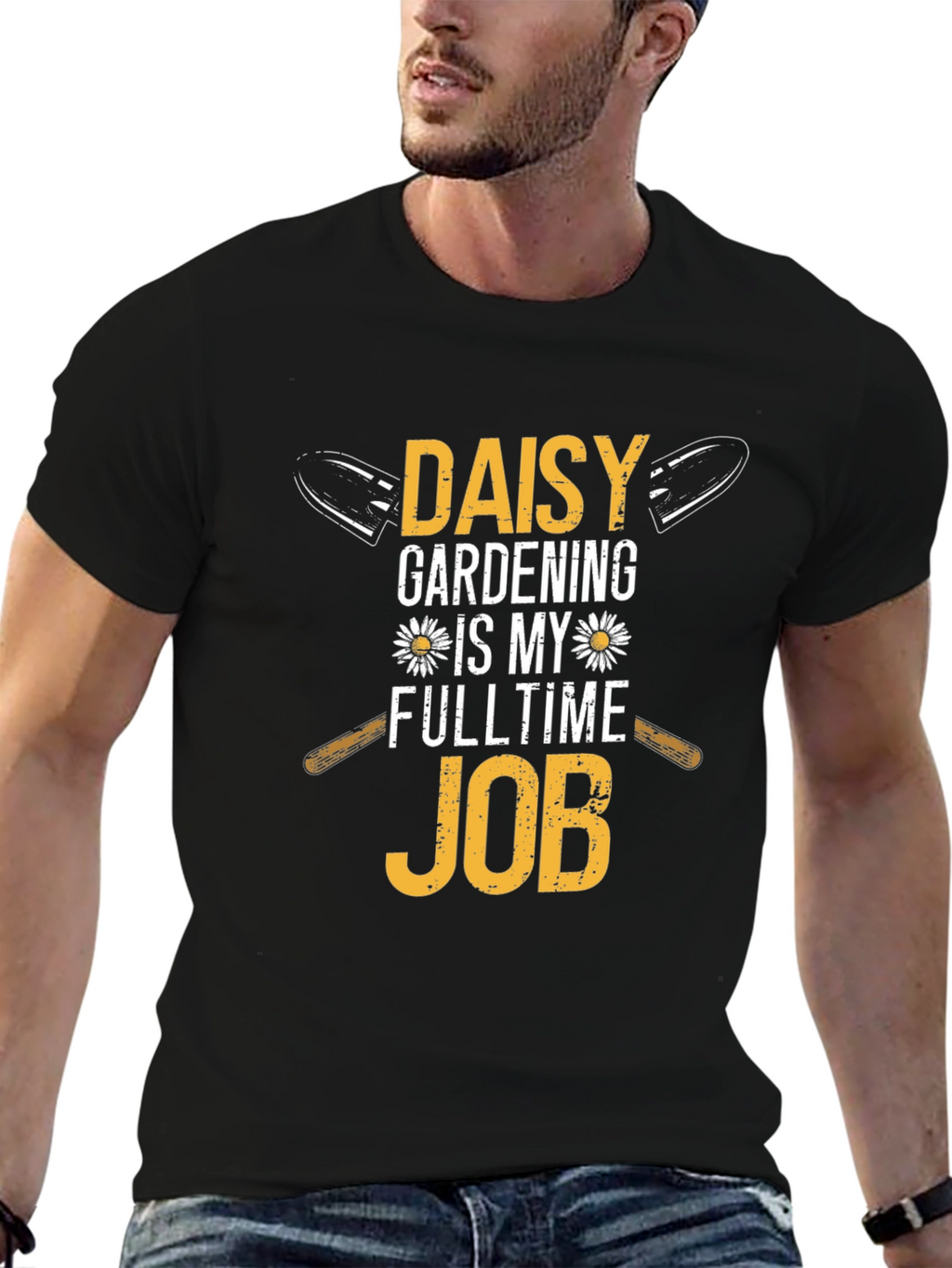 Daisy Gardening Fulltime Job Black T-Shirt