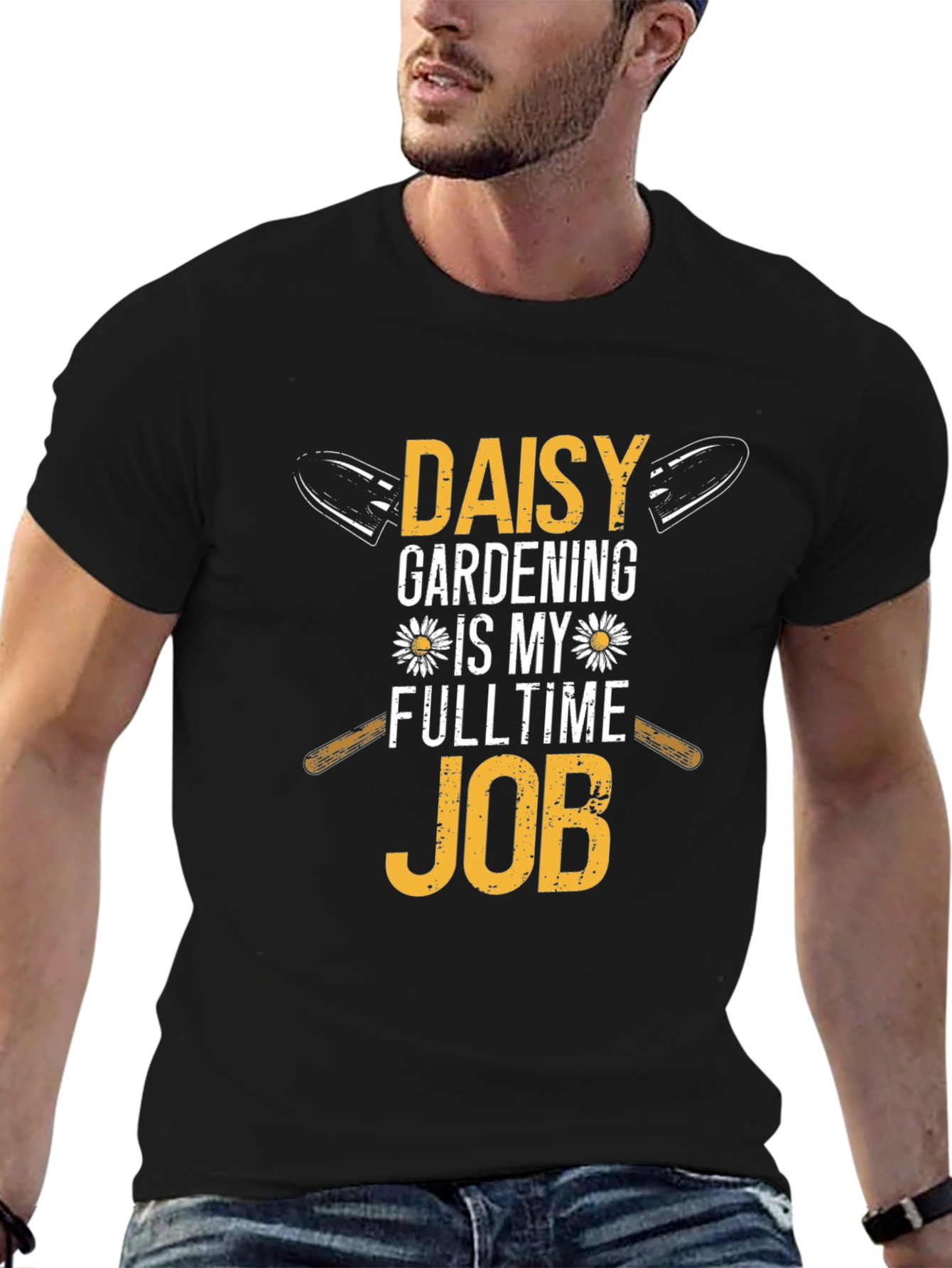 Daisy Gardening Fulltime Job Black T-Shirt