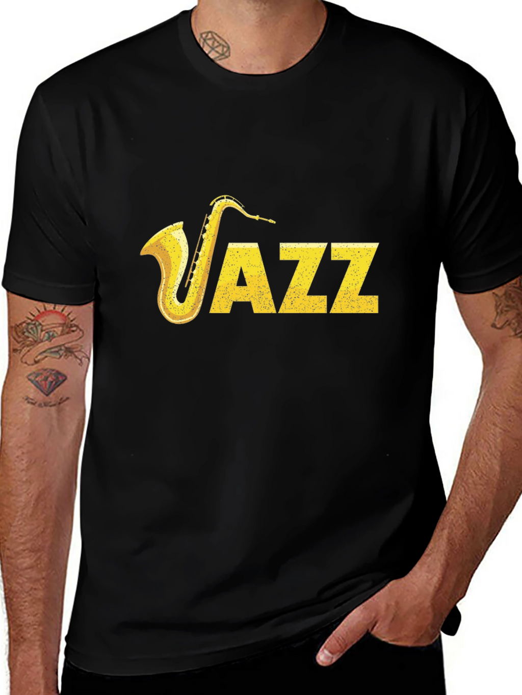 Jazz Saxophone Black T-Shirt - Music Lover Tee