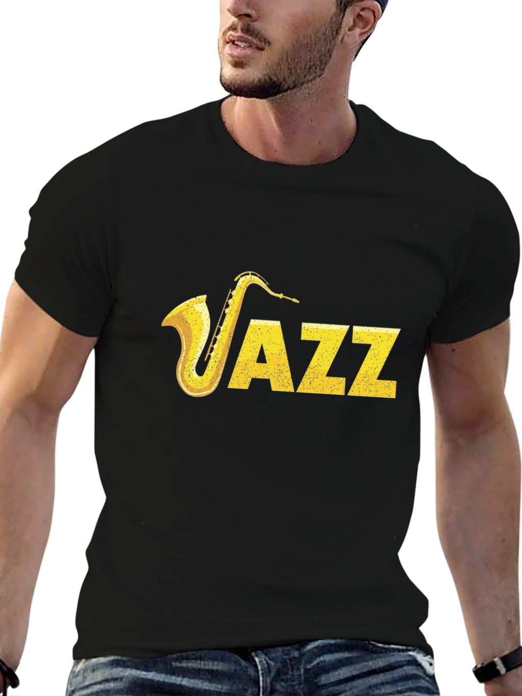 Jazz Saxophone Black T-Shirt - Music Lover Tee