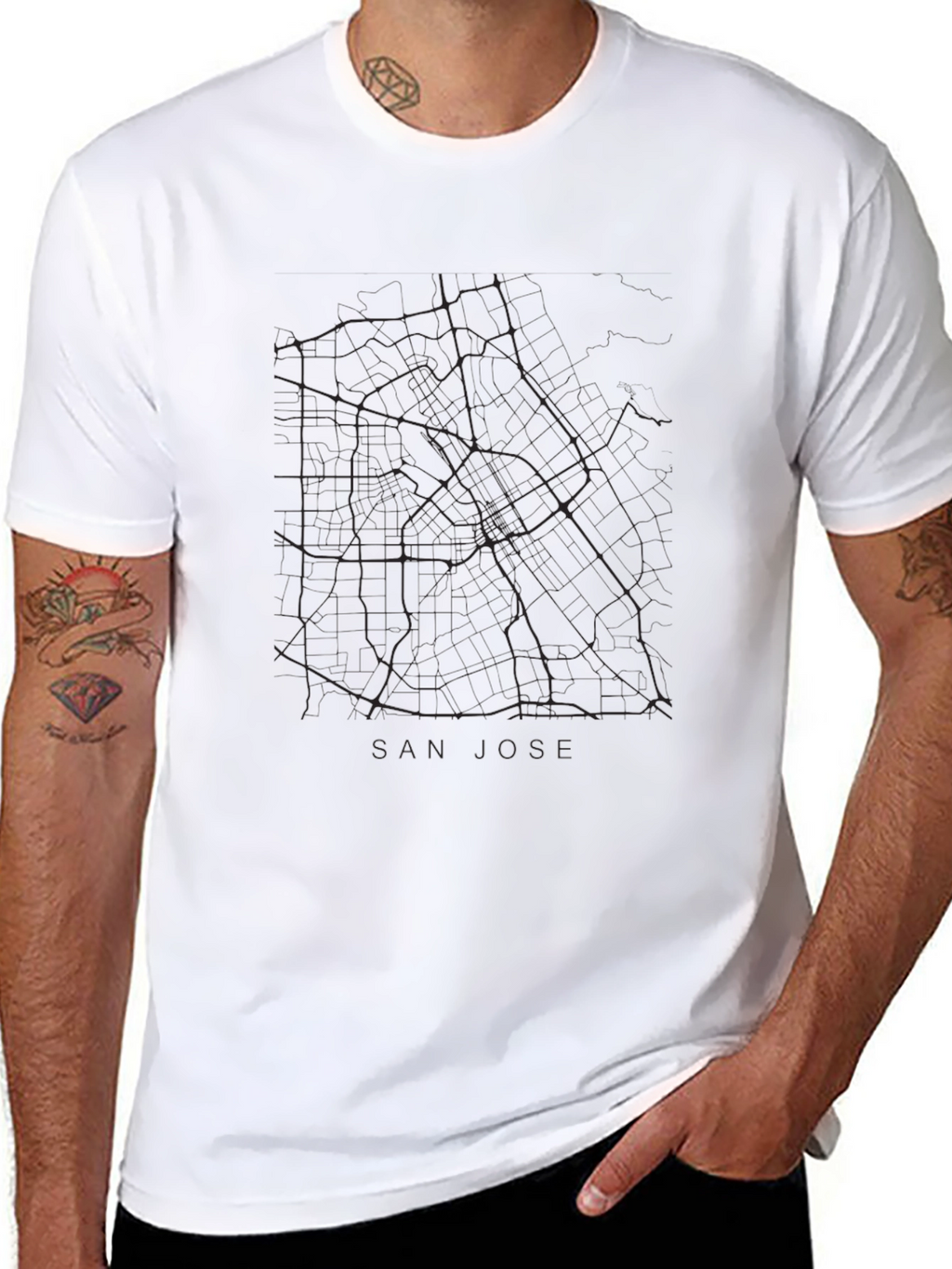 San Jose City Map T-Shirt - Black