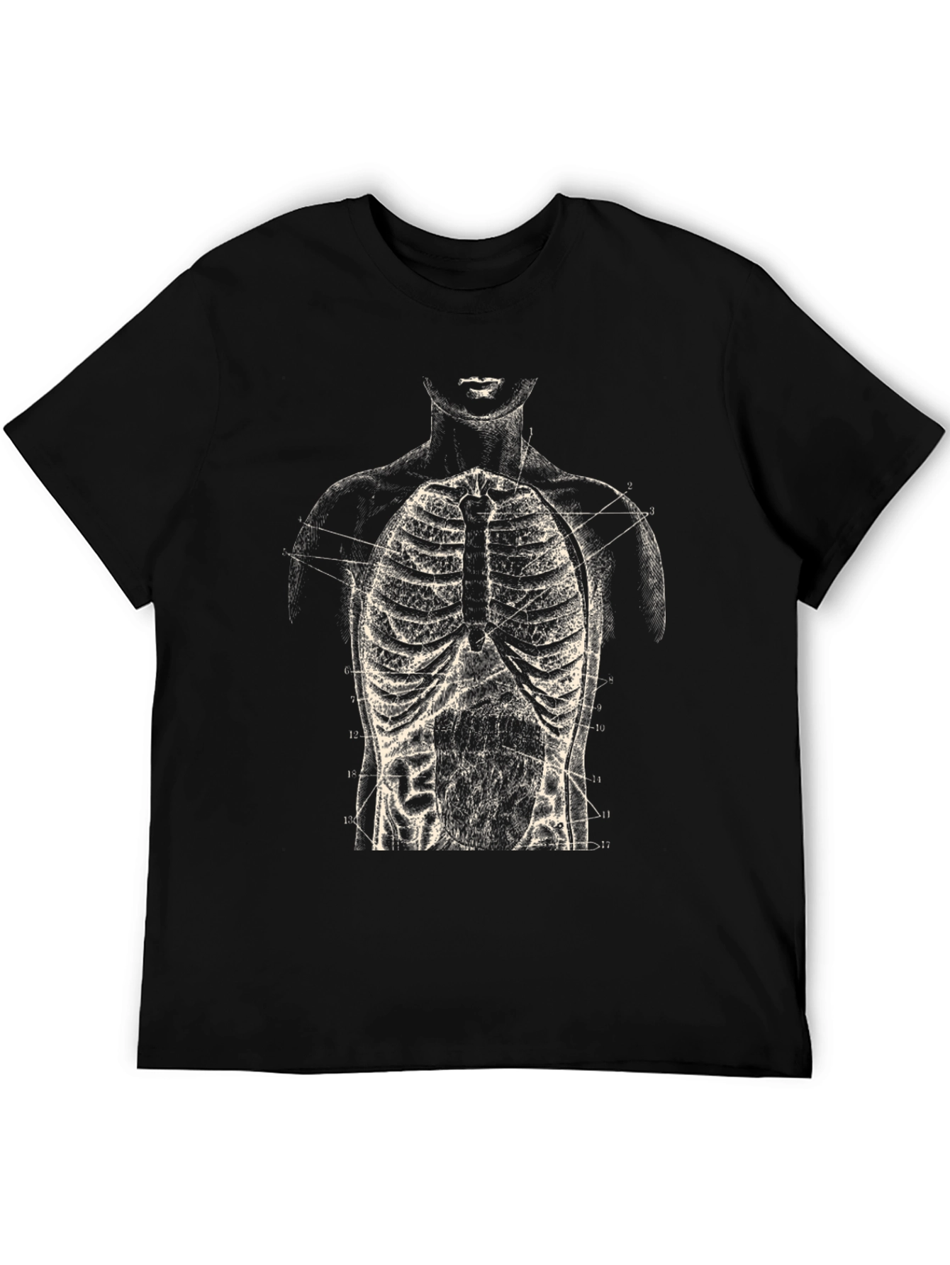 Anatomical Rib Cage Print Black T-Shirt