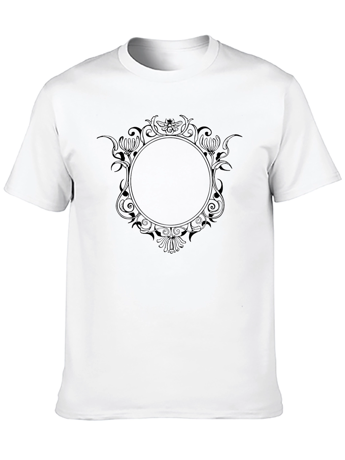 Mens Black T-Shirt with Ornate Circle Design
