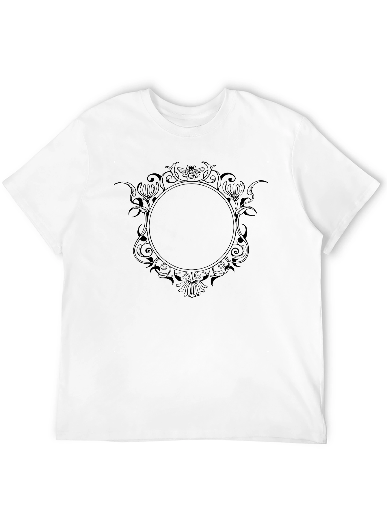 Mens Black T-Shirt with Ornate Circle Design