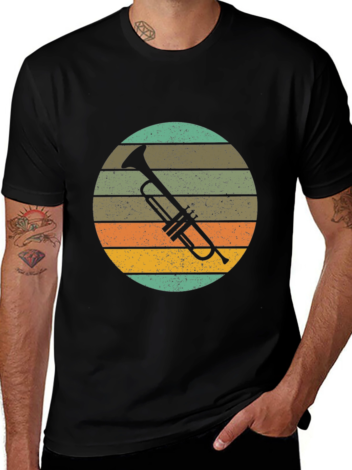 Vintage Trumpet Graphic Tee - Retro Music Lover Shirt