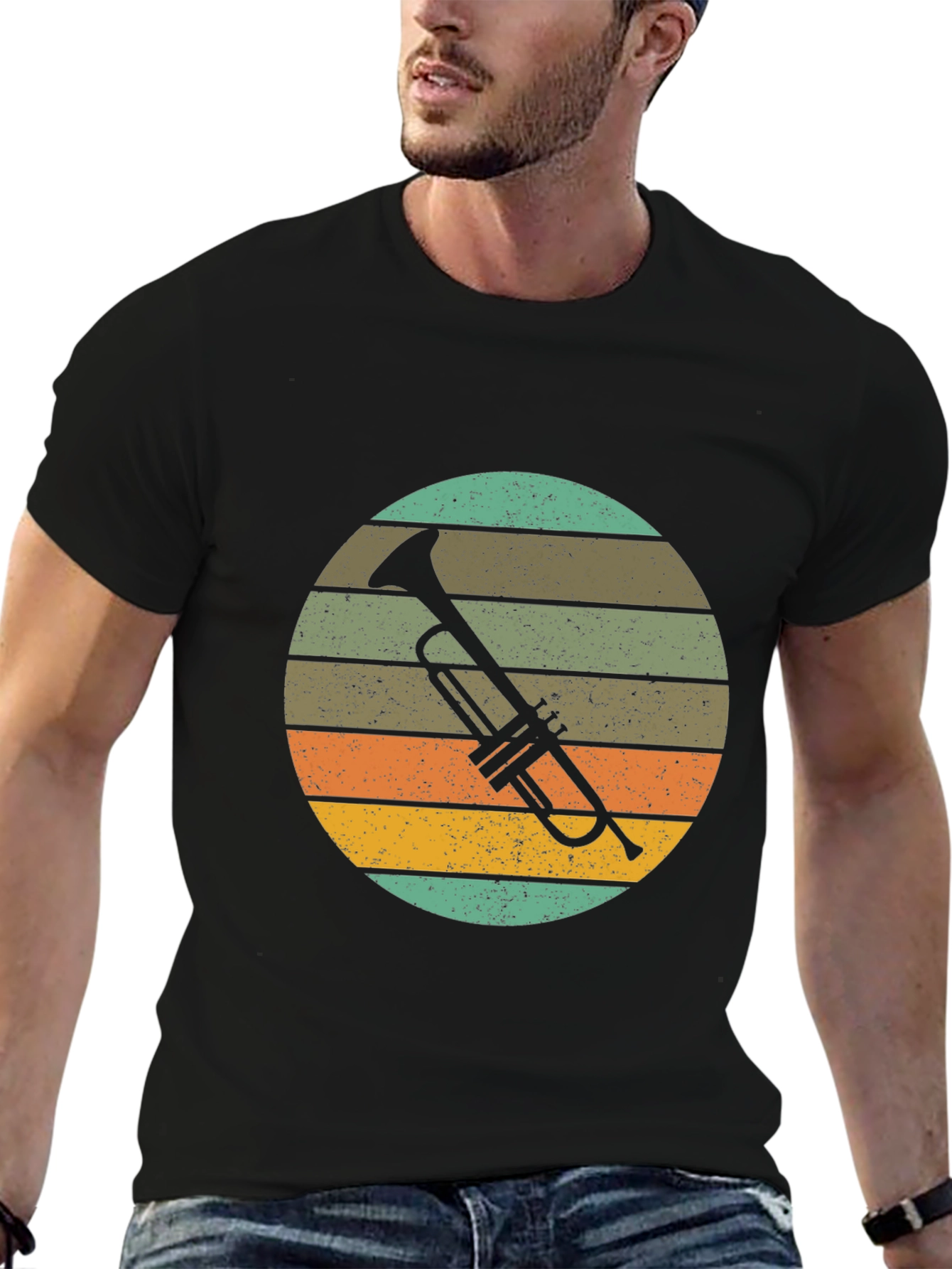 Vintage Trumpet Graphic Tee - Retro Music Lover Shirt