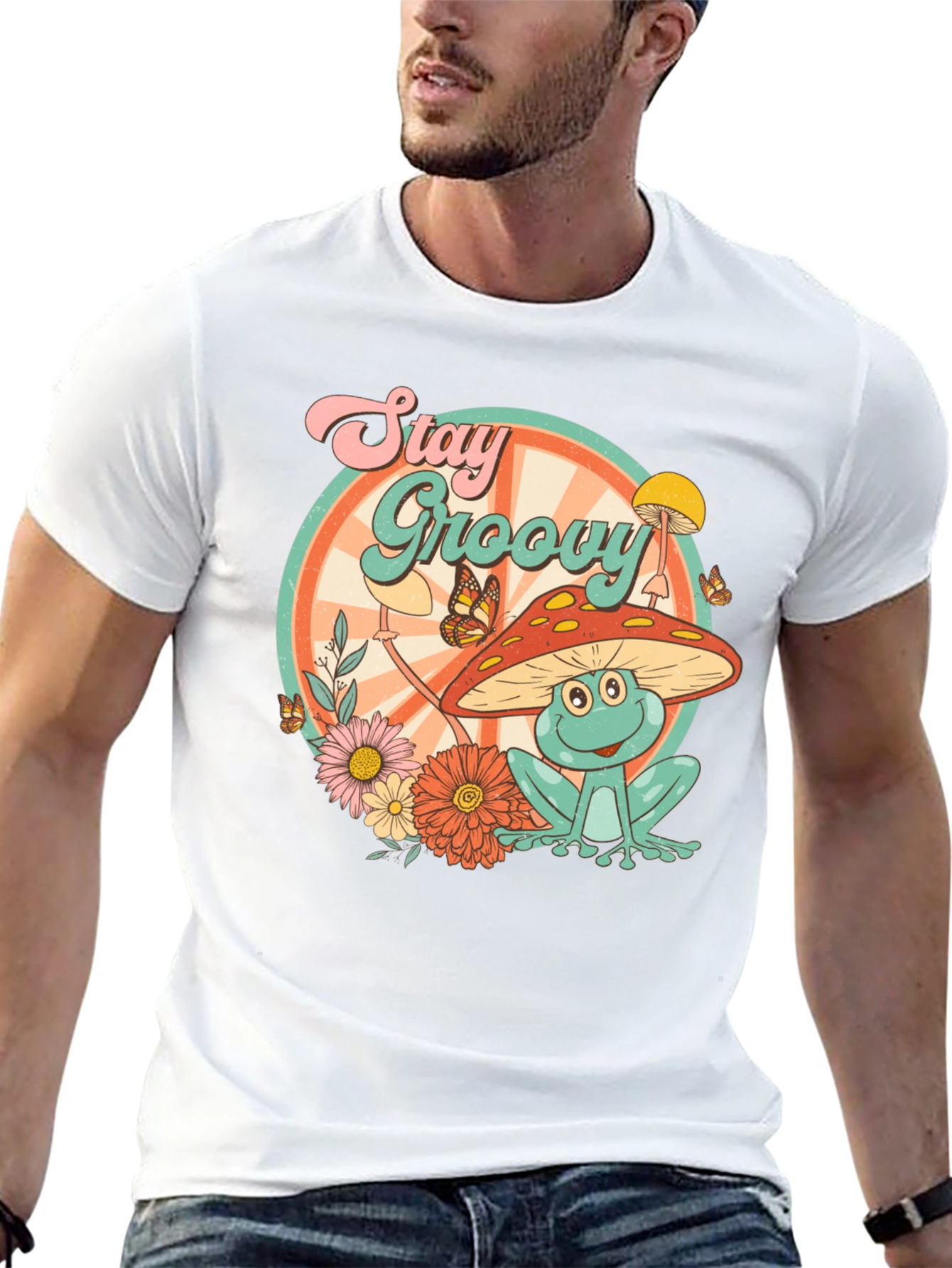 Stay Groovy Frog Graphic T-Shirt