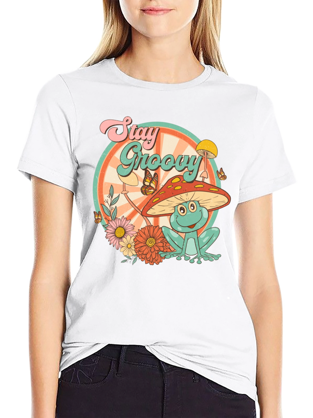 Stay Groovy Frog Graphic T-Shirt