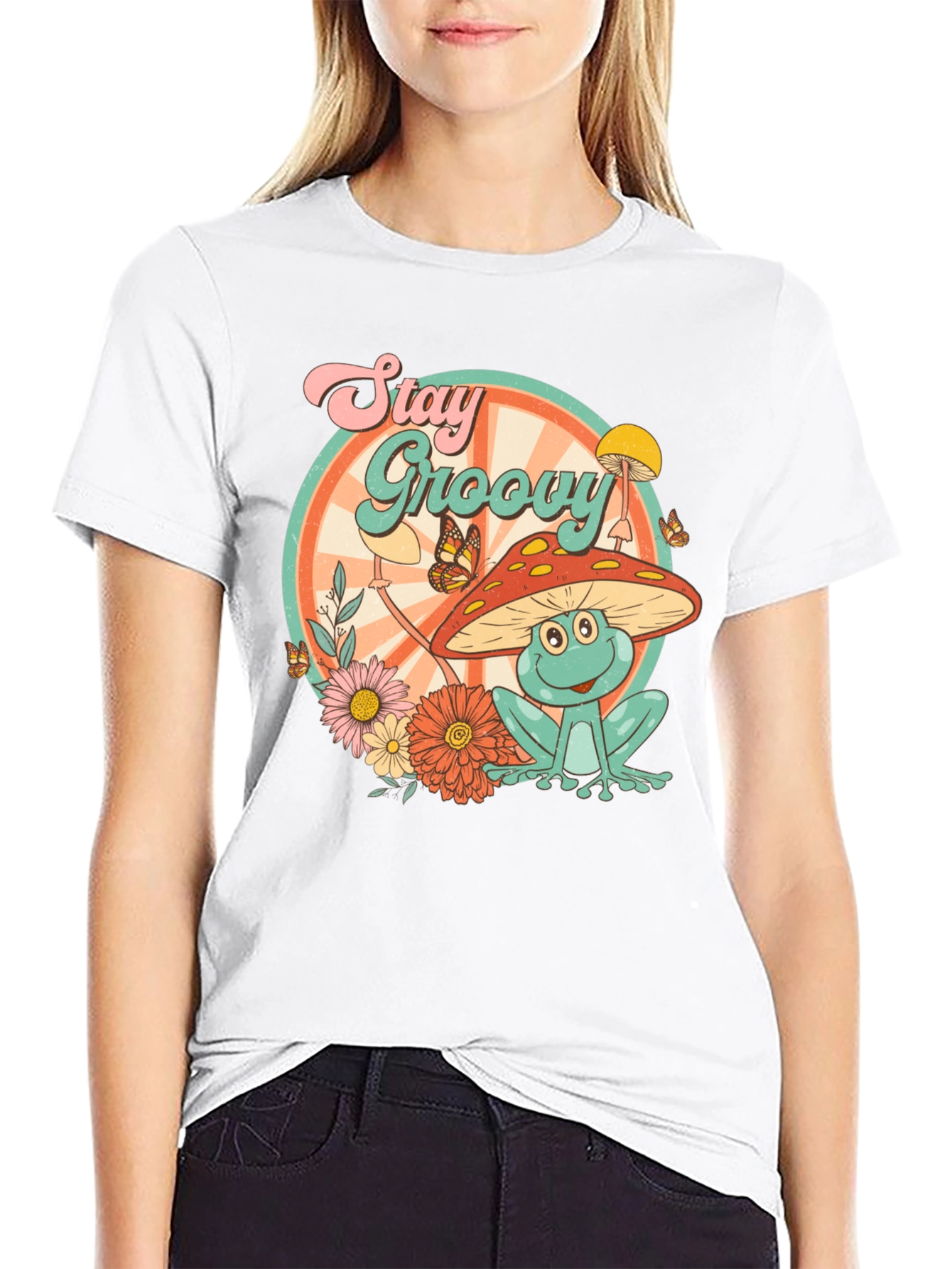 Stay Groovy Frog Graphic T-Shirt