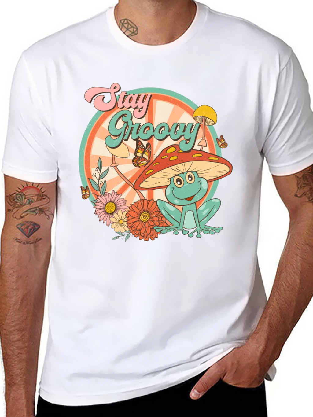 Stay Groovy Frog Graphic T-Shirt