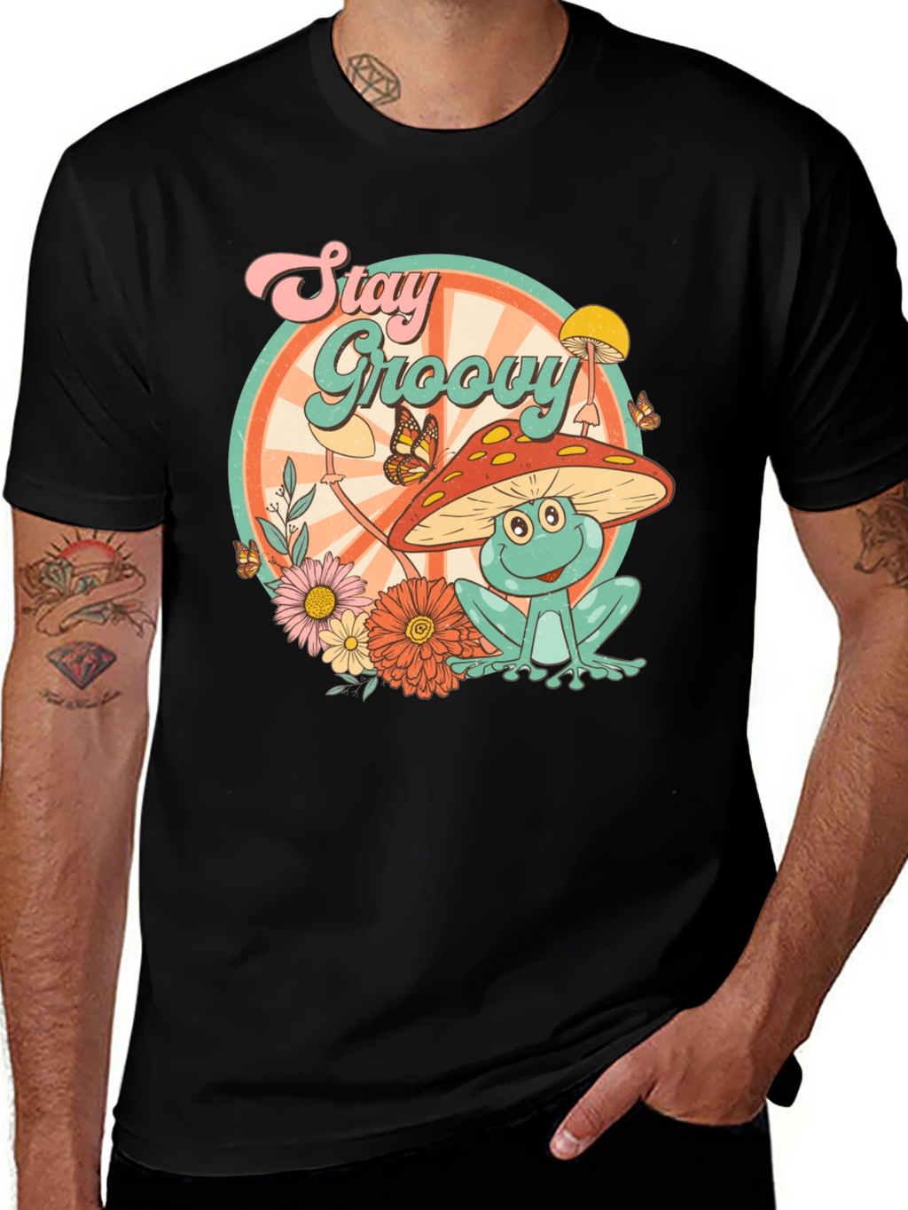 Stay Groovy Frog Graphic T-Shirt