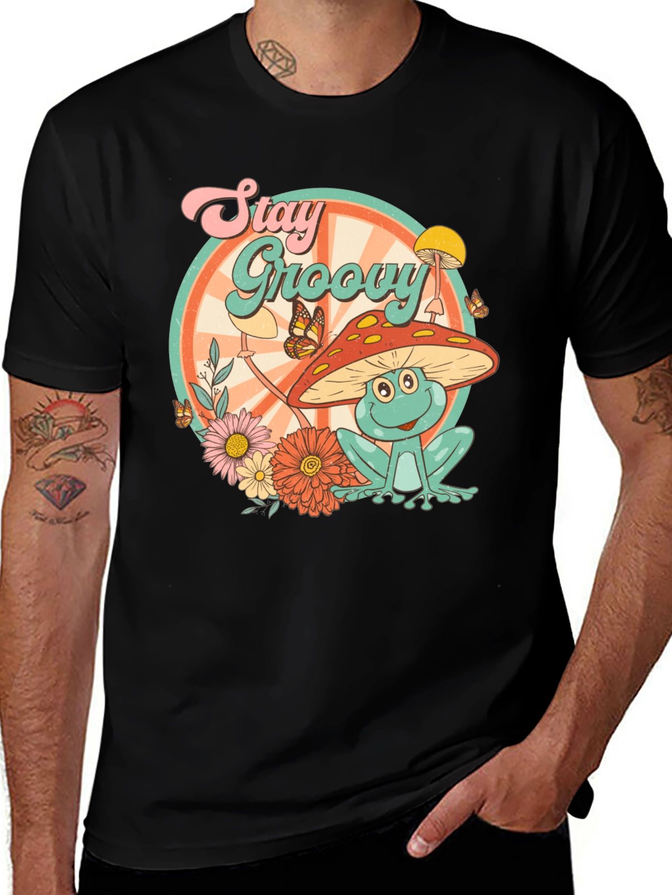 Stay Groovy Frog Graphic T-Shirt