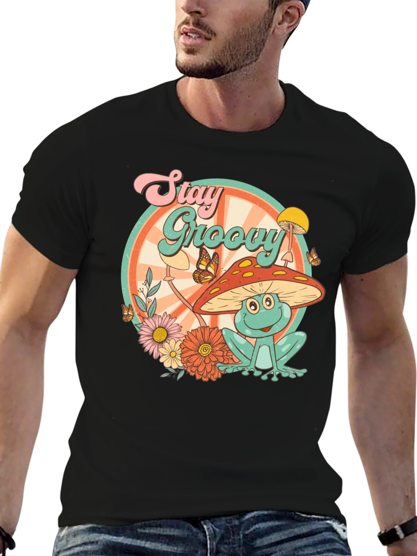 Stay Groovy Frog Graphic T-Shirt