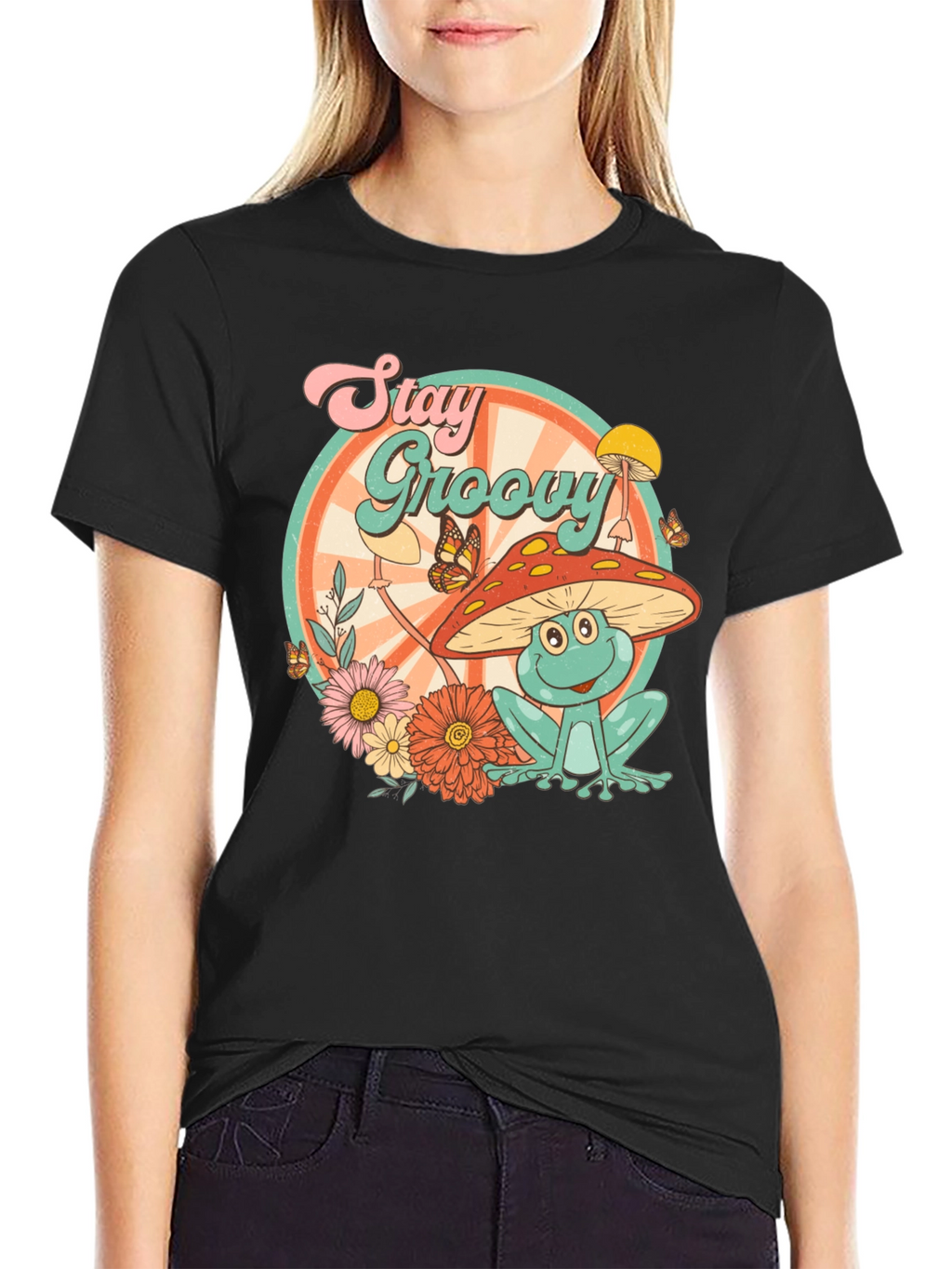 Stay Groovy Frog Graphic T-Shirt