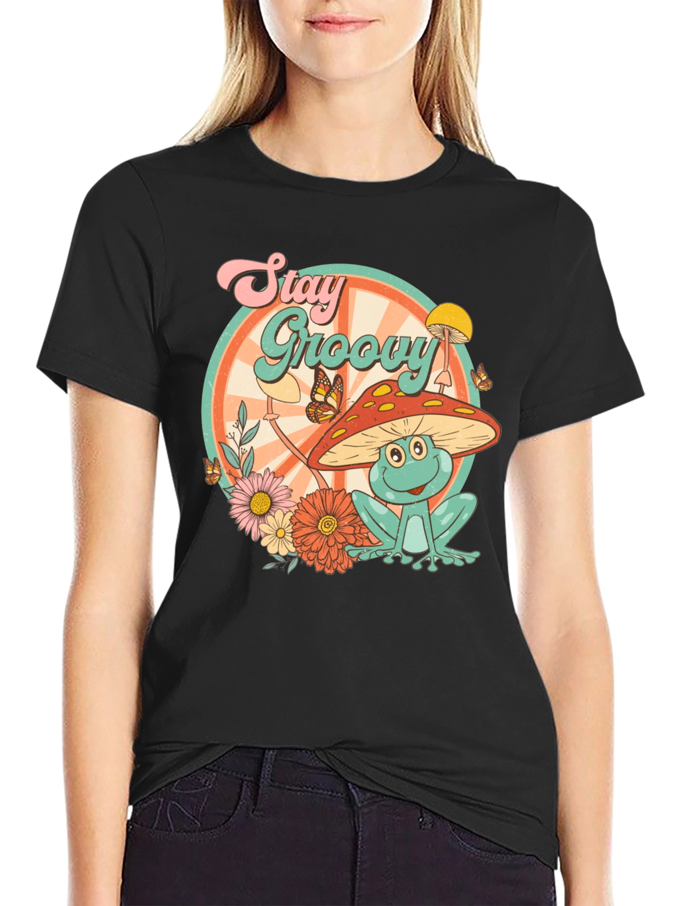 Stay Groovy Frog Graphic T-Shirt