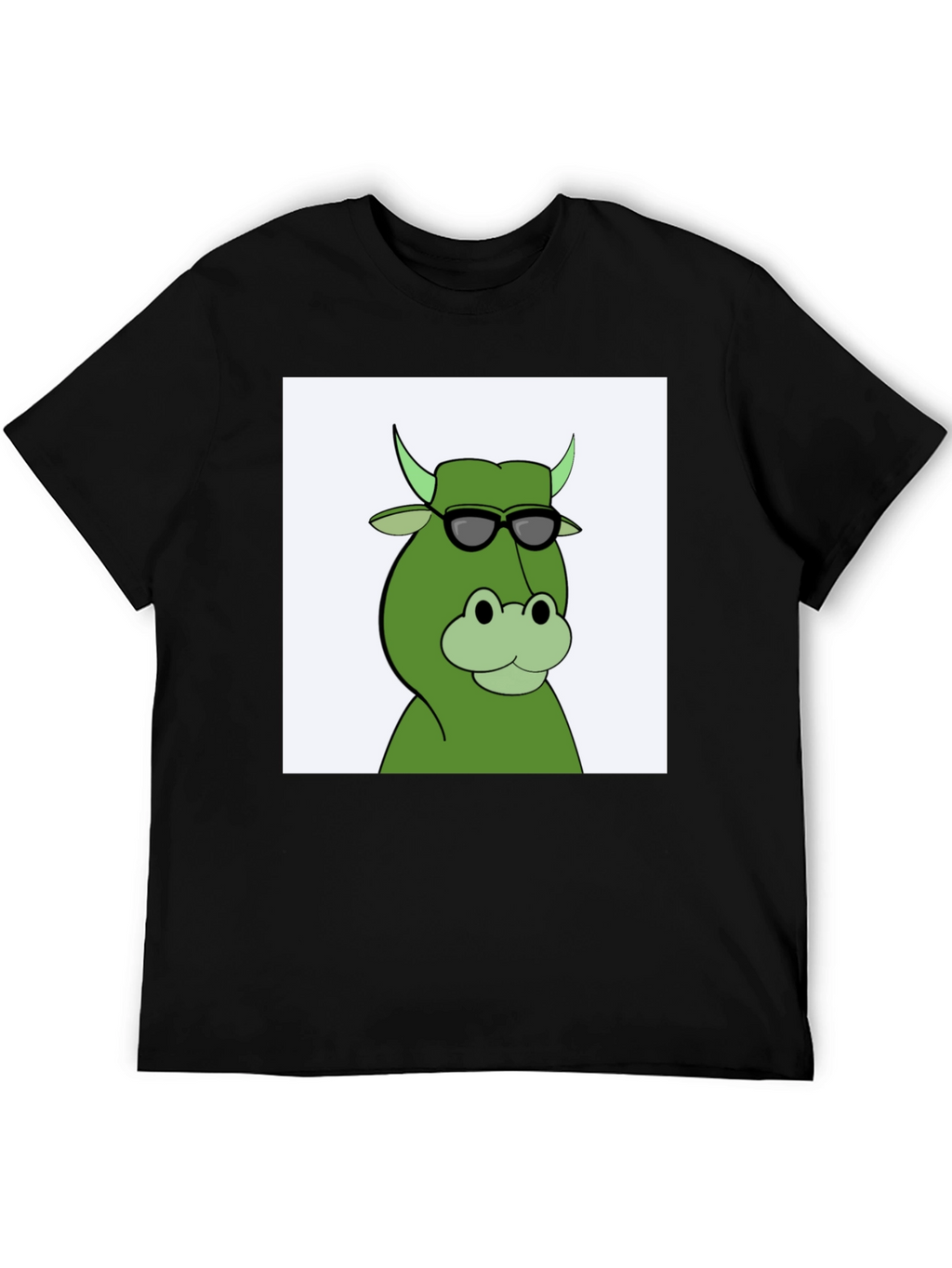 Cool Cartoon Cow Graphic Tee - Black