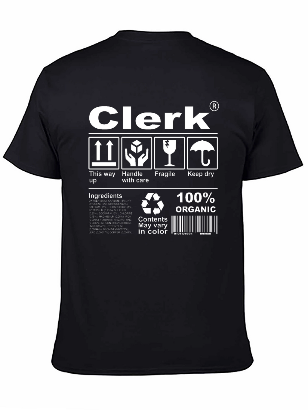 Clerk Organic Cotton T-Shirt Funny Handle with Care