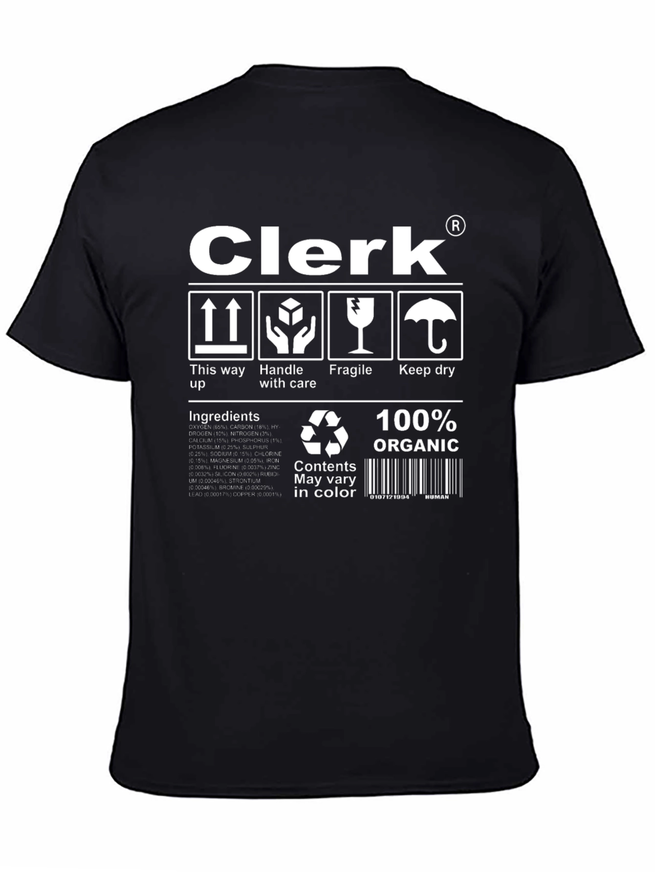 Clerk Organic Cotton T-Shirt Funny Handle with Care