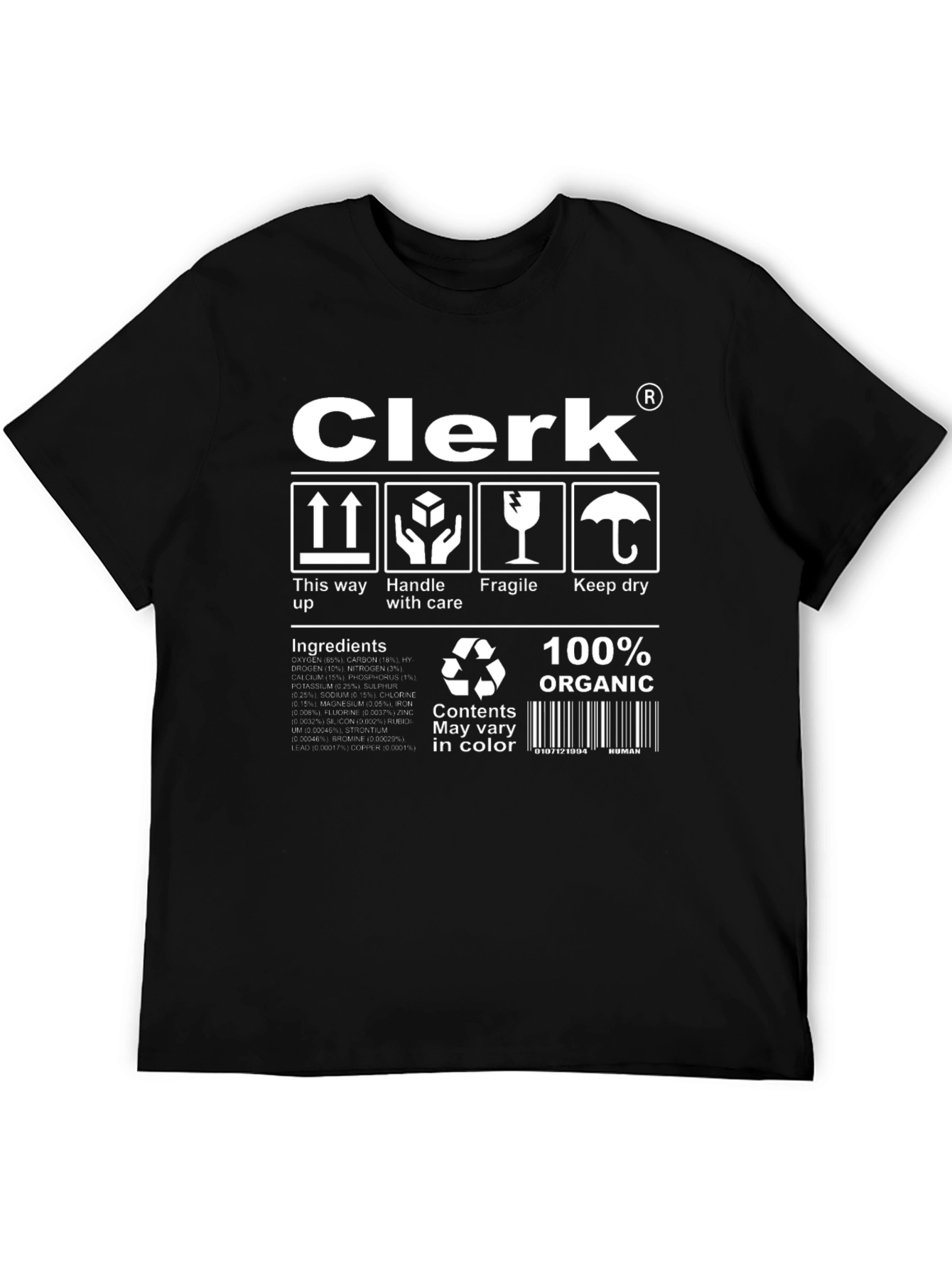 Clerk Organic Cotton T-Shirt Funny Handle with Care