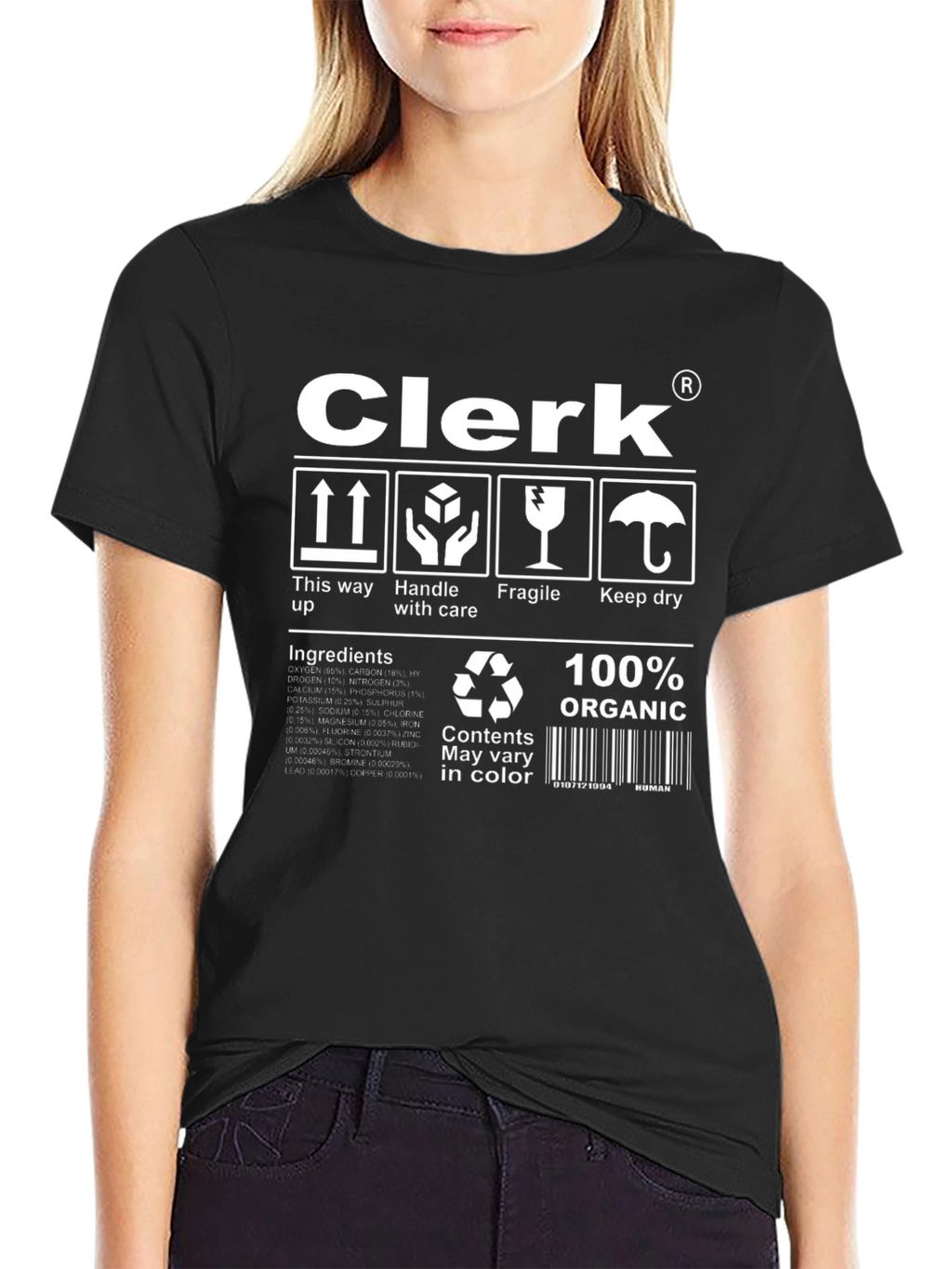 Clerk Organic Cotton T-Shirt Funny Handle with Care