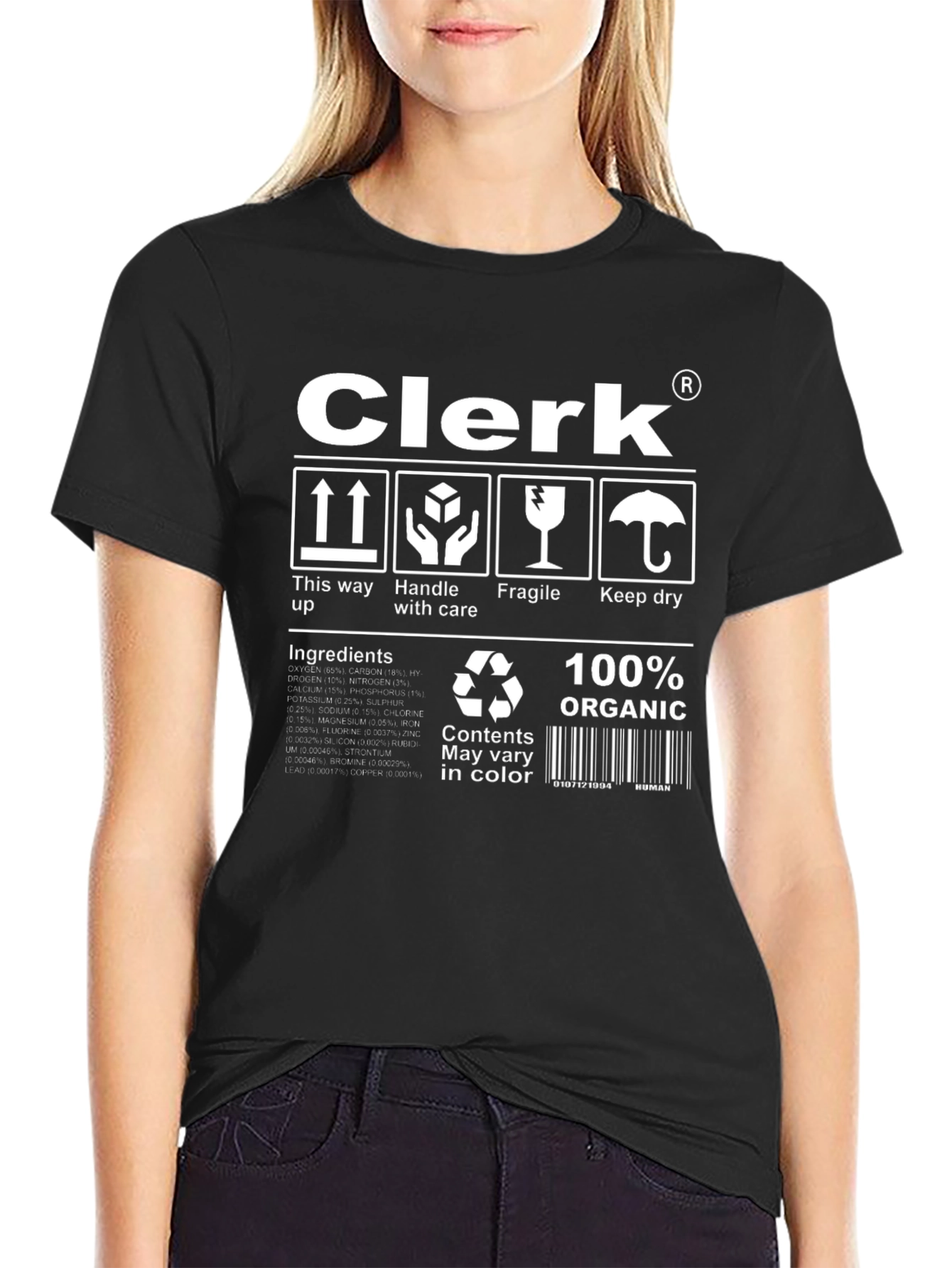 Clerk Organic Cotton T-Shirt Funny Handle with Care