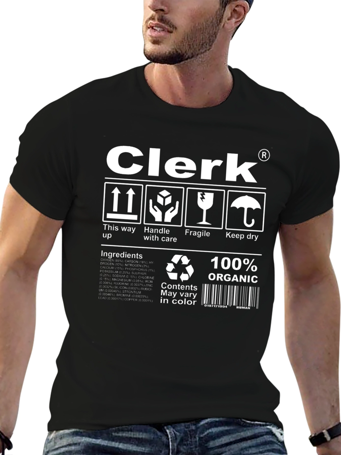 Clerk Organic Cotton T-Shirt Funny Handle with Care