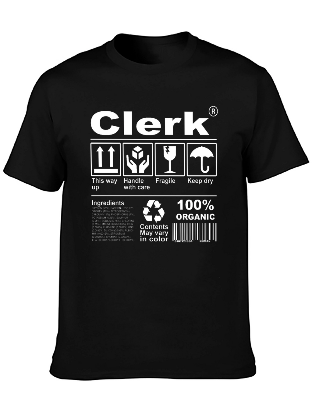 Clerk Organic Cotton T-Shirt Funny Handle with Care