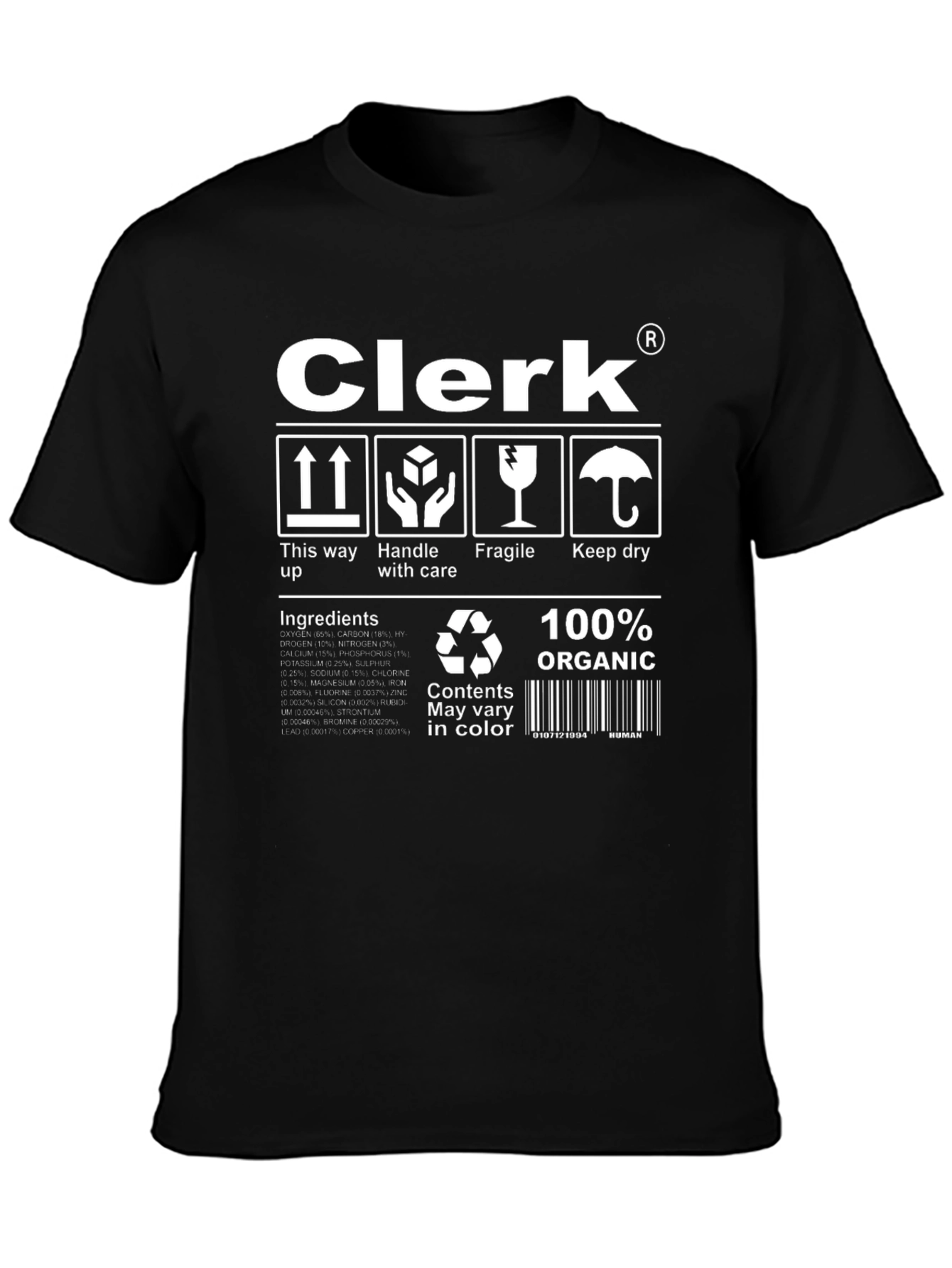 Clerk Organic Cotton T-Shirt Funny Handle with Care