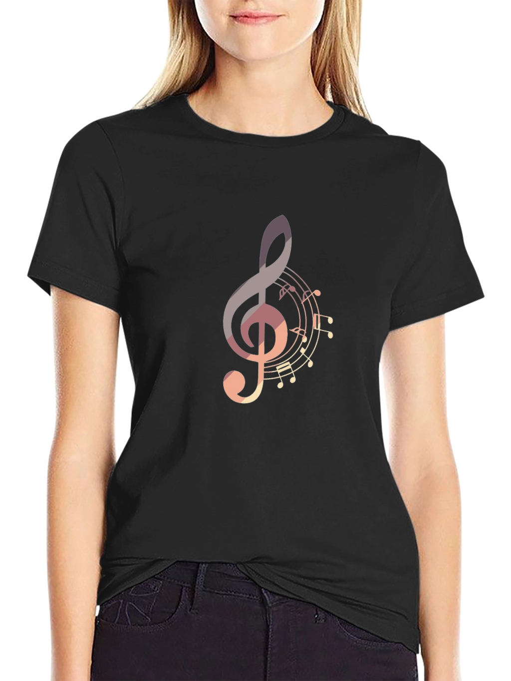 Musical Note Graphic Tee - Stylish Black T-Shirt